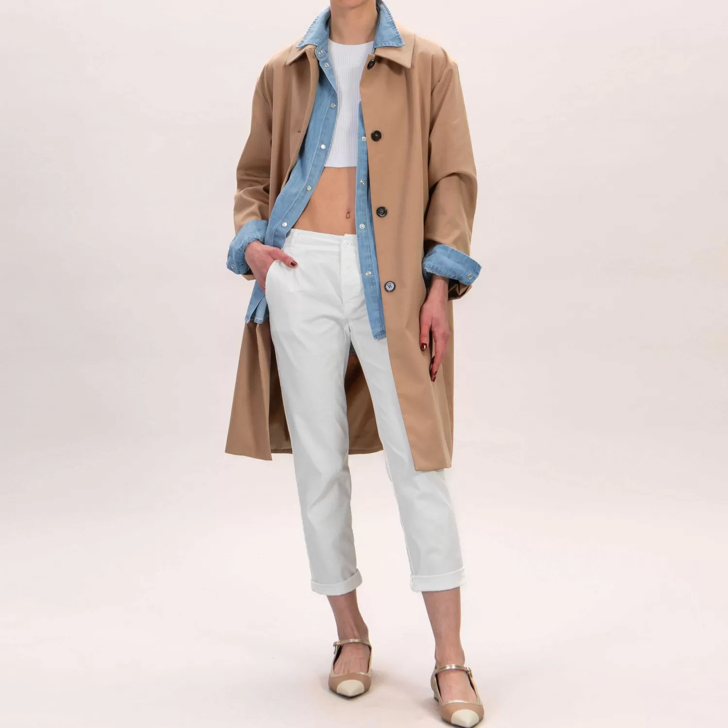 Cheap White Mood Motel-Camicia Oversize Chambray - Denim Chiaro