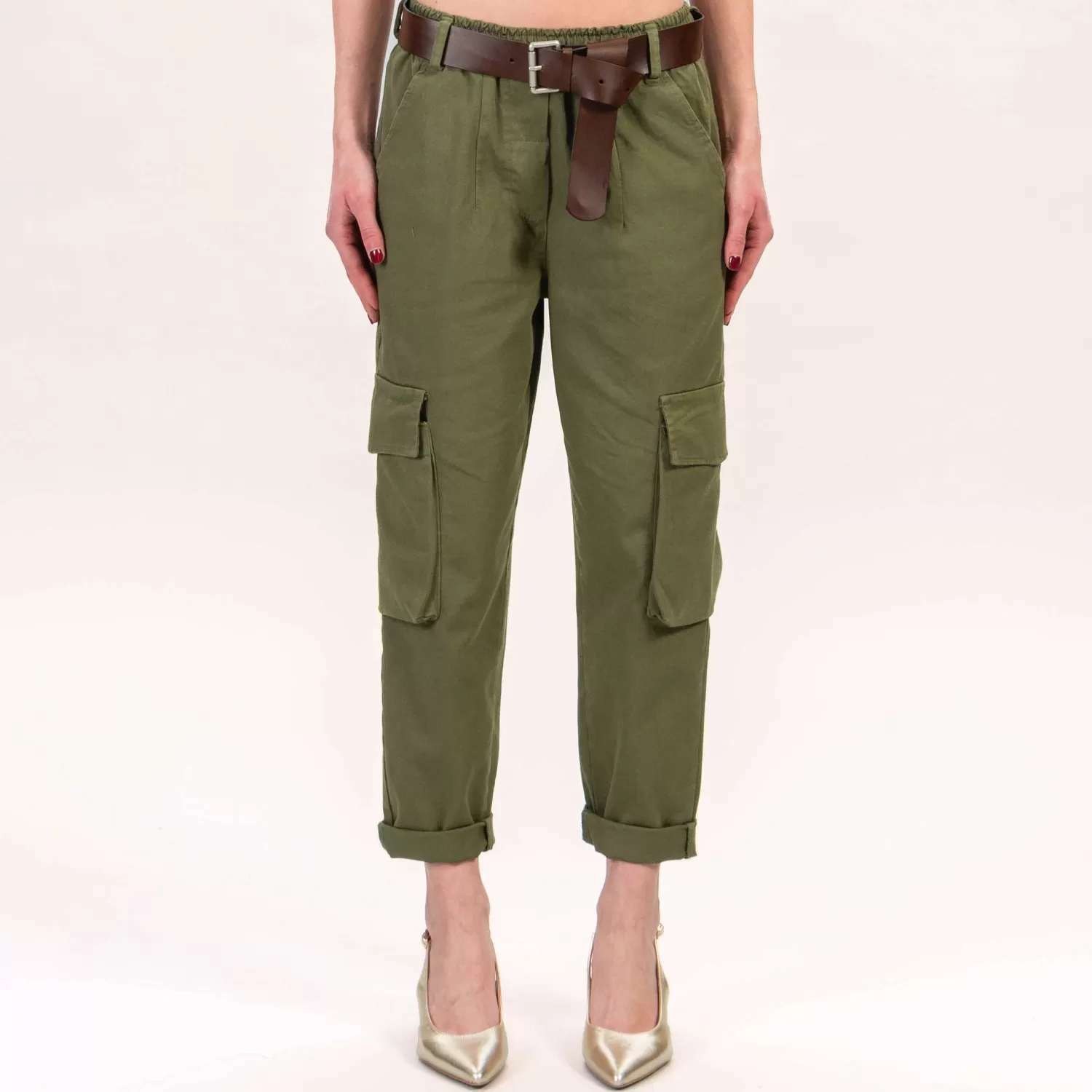 Flash Sale White Mood Motel-Pantalone Cargo Con Elastico - Militare