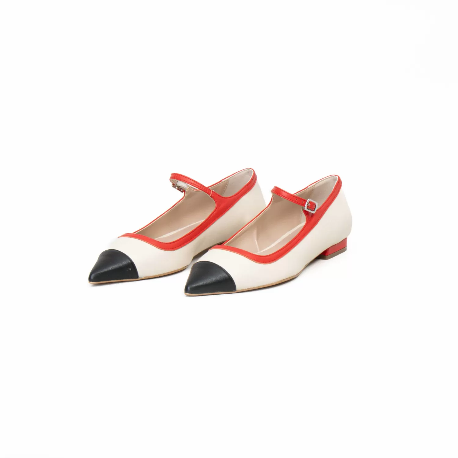 Cheap White Mood Ovye'-Ballerina Punta Con Cinturino - Burro/Nero/Rosso