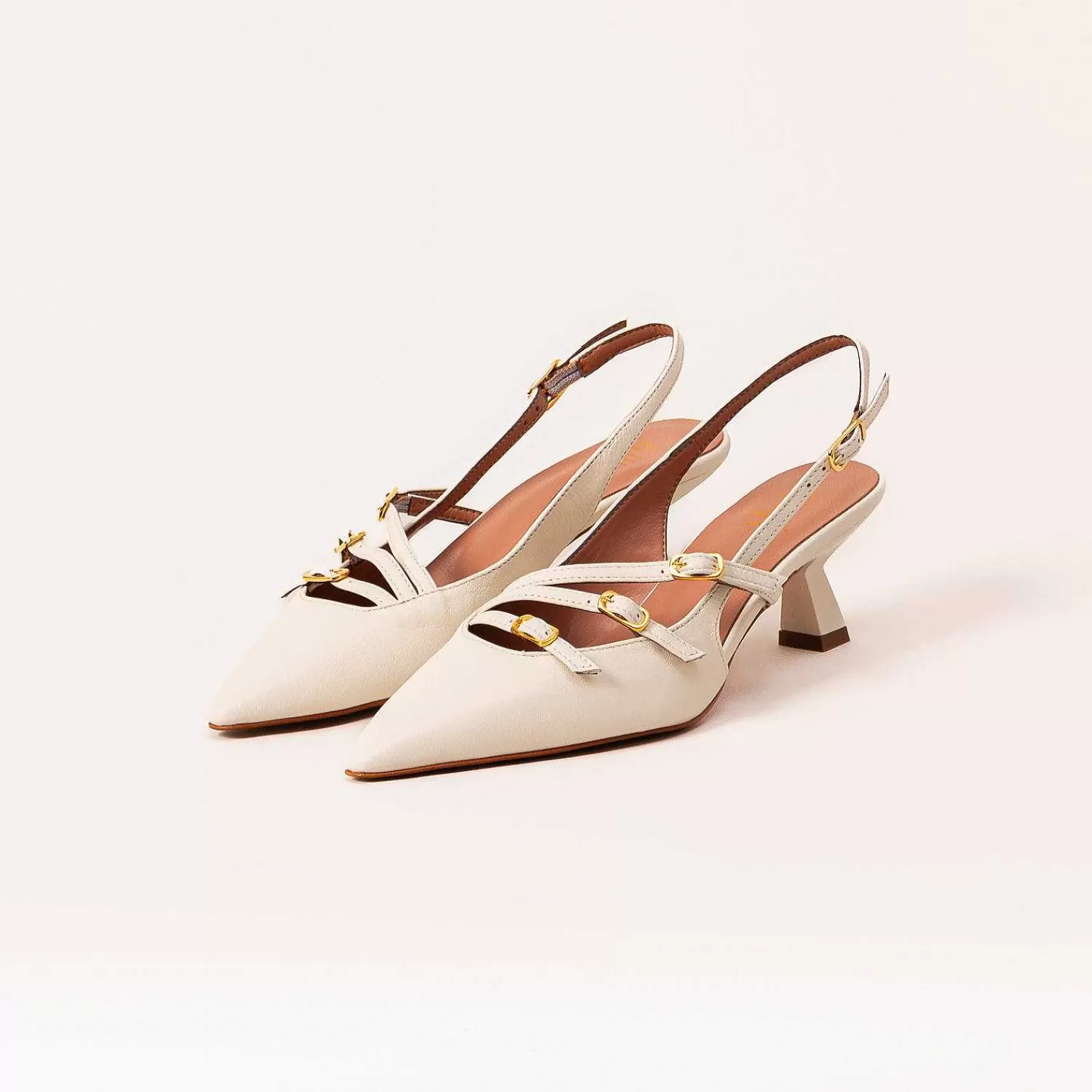 Cheap White Mood Ovye-Slingback A Punta - Latte