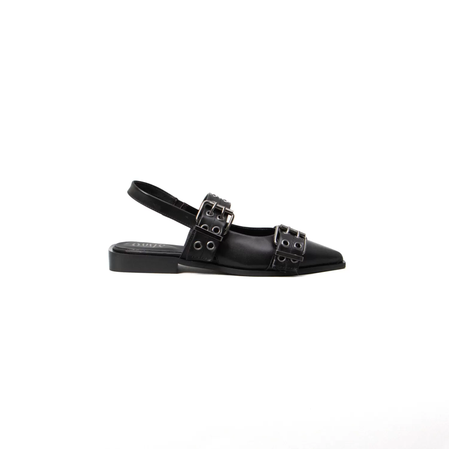 Discount White Mood Ovye'-Slingback Bassa Con Doppia Fibbia Traforata - Nero