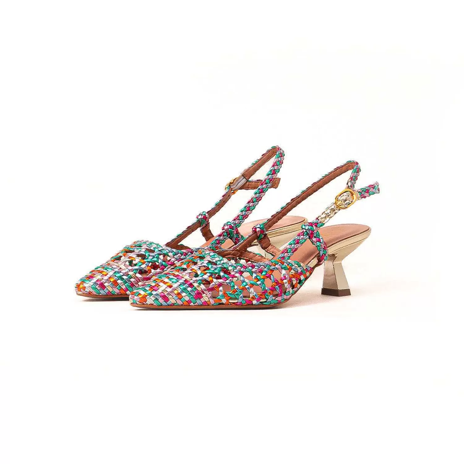 Cheap White Mood Ovye'-Slingback Intrecciata - Multicolor