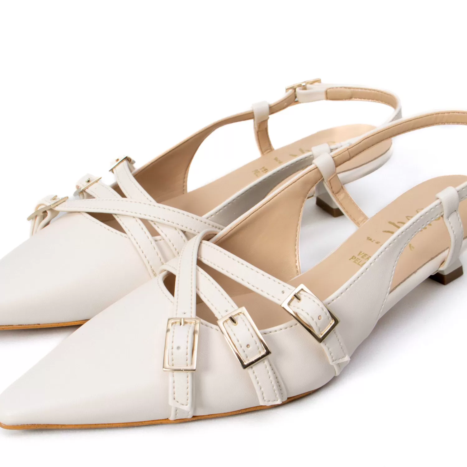 Best Sale White Mood Ovye-Slingback Tre Fibbie - Burro