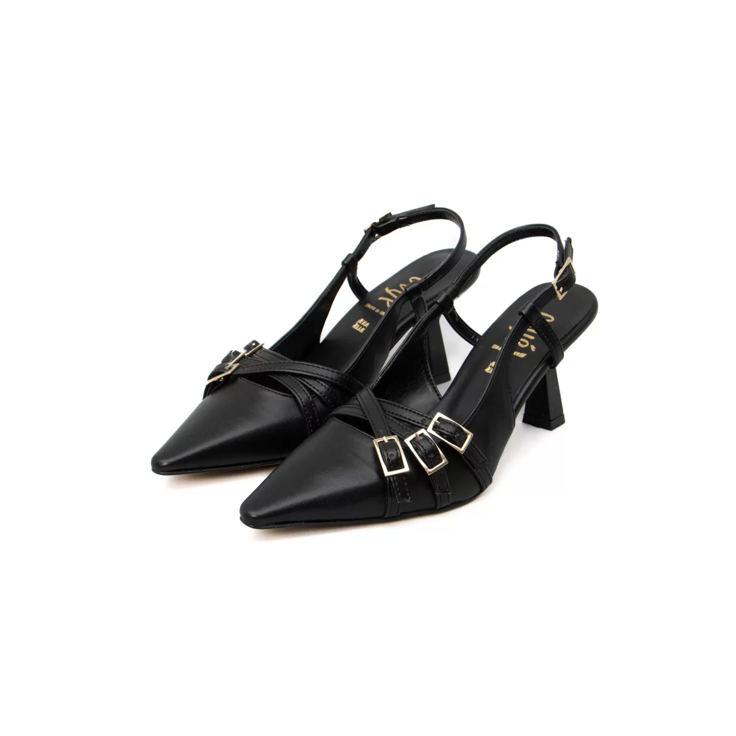 Discount White Mood Ovye-Slingback Tre Fibbie - Nero