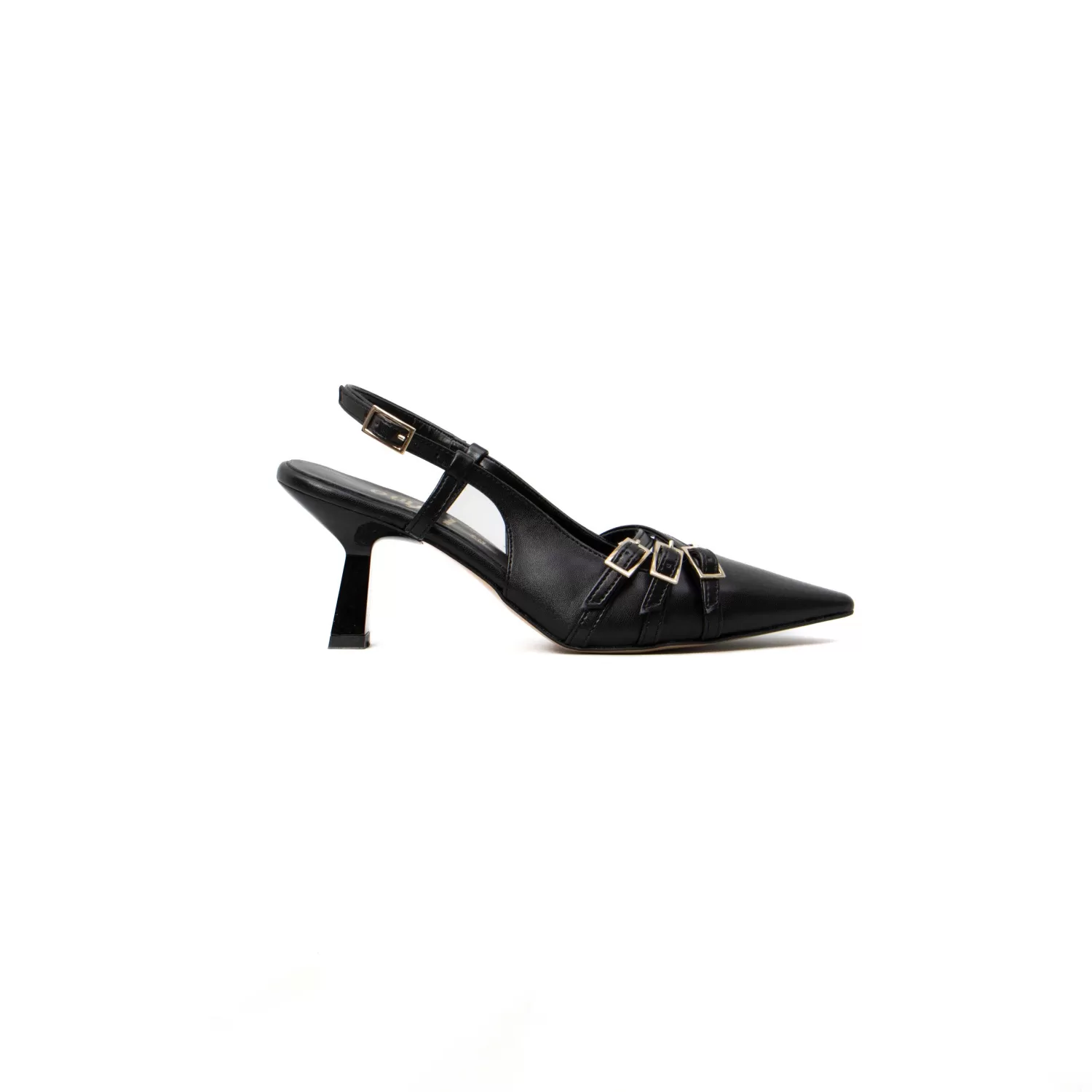 Discount White Mood Ovye-Slingback Tre Fibbie - Nero