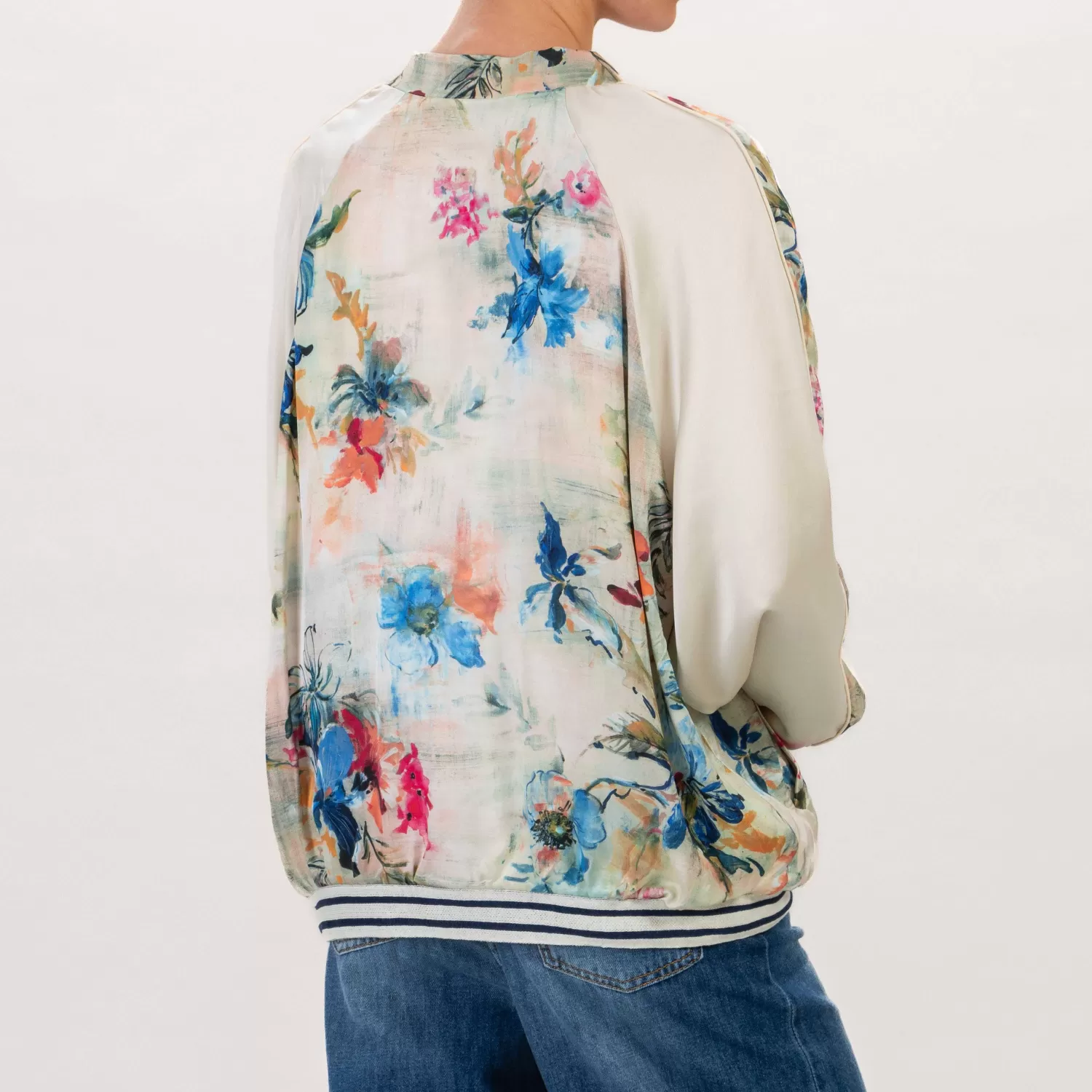 Discount White Mood Souvenir-Bomber Fantasia Fiori - Burro/Blu/Fucsia