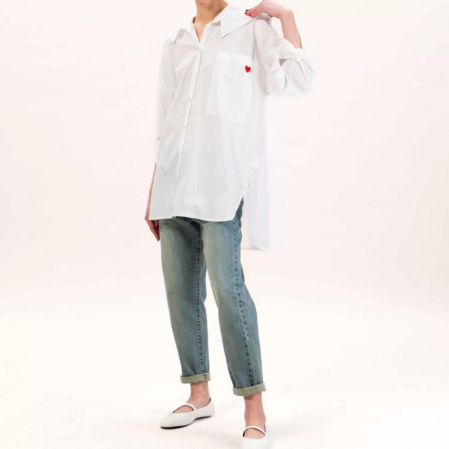 Sale White Mood Souvenir-Camicia Con Cappuccio Spacchi Laterali - Bianco