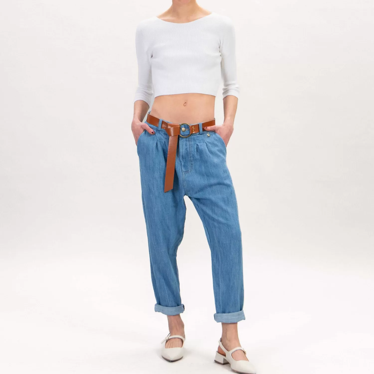 New White Mood Souvenir-Jeans Baggy Tela Morbida - Denim