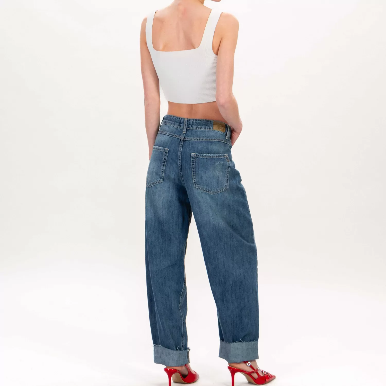 Cheap White Mood Souvenir-Jeans Wide Leg Fit Con Abrasioni - Denim