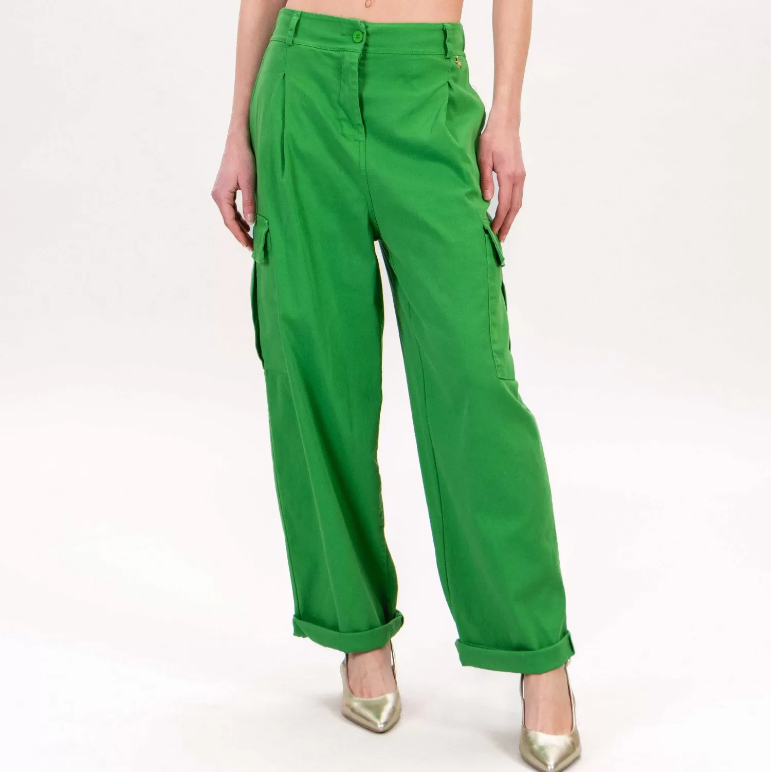 Best Sale White Mood Souvenir-Pantalone Cargo Elastico Dietro Cotone Elasticizzato - Verde