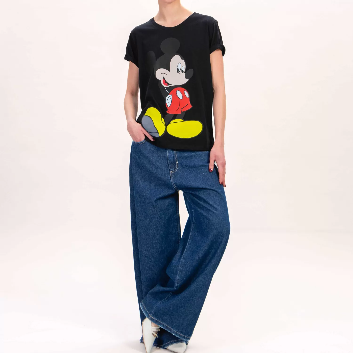 New White Mood Souvenir-T-Shirt Topolino - Nero