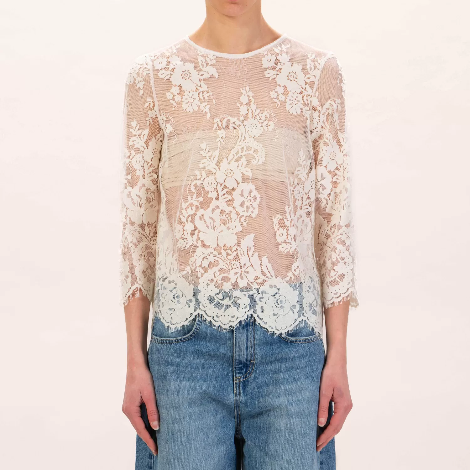 Online White Mood Tensione In-Blusa In Pizzo - Latte