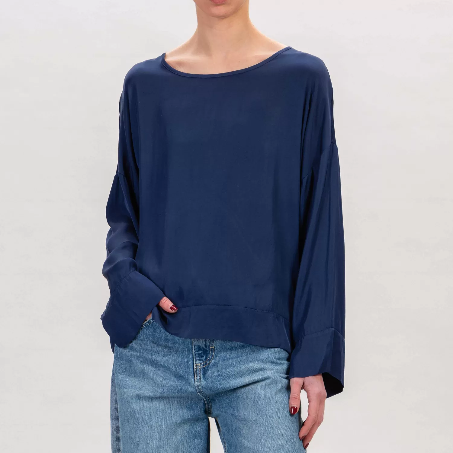 Hot White Mood Tensione In-Blusa In Raso - Blu