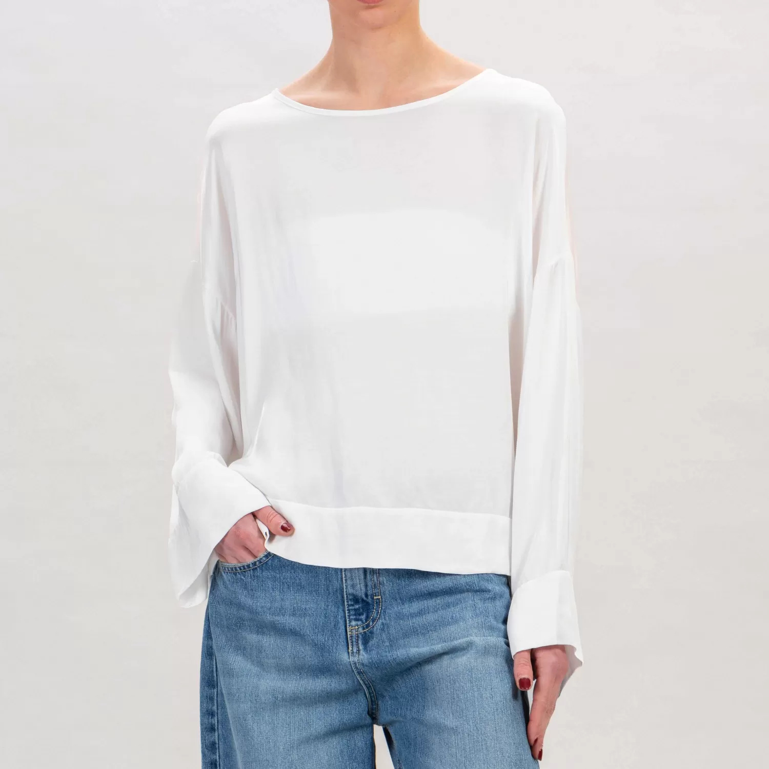 Flash Sale White Mood Tensione In-Blusa In Raso - Latte