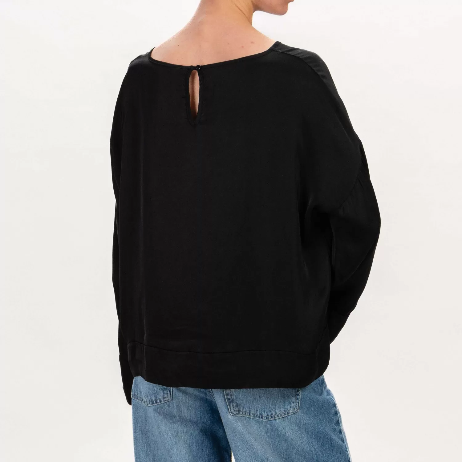 Store White Mood Tensione In-Blusa In Raso - Nero