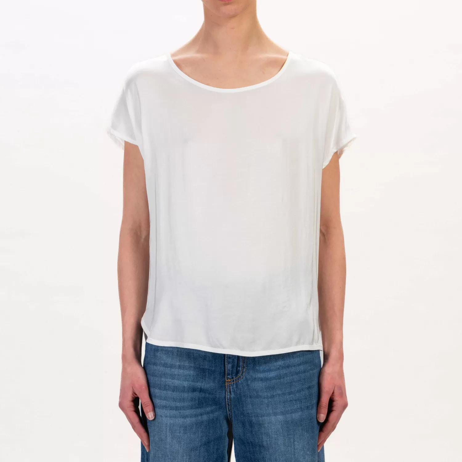 Store White Mood Tensione In-Blusa Satin Mezza Manica - Latte