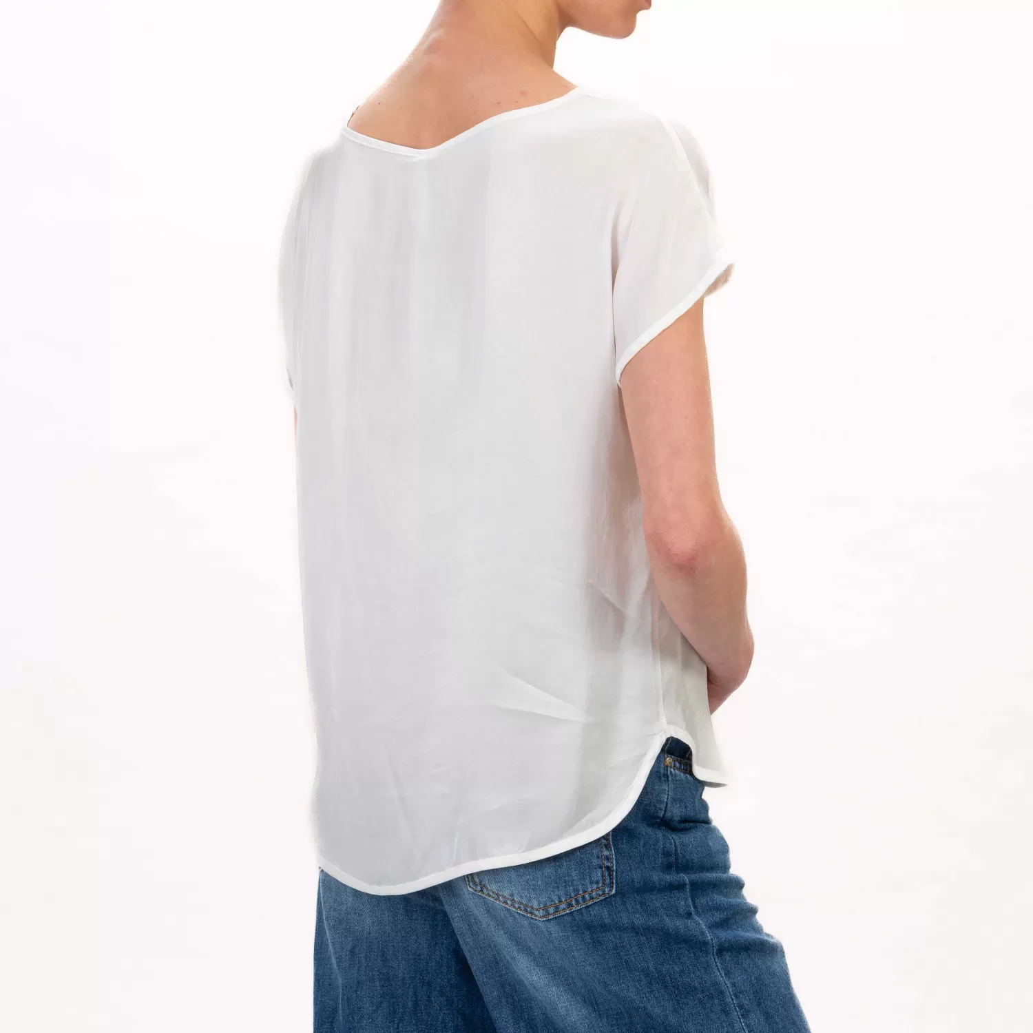 Store White Mood Tensione In-Blusa Satin Mezza Manica - Latte