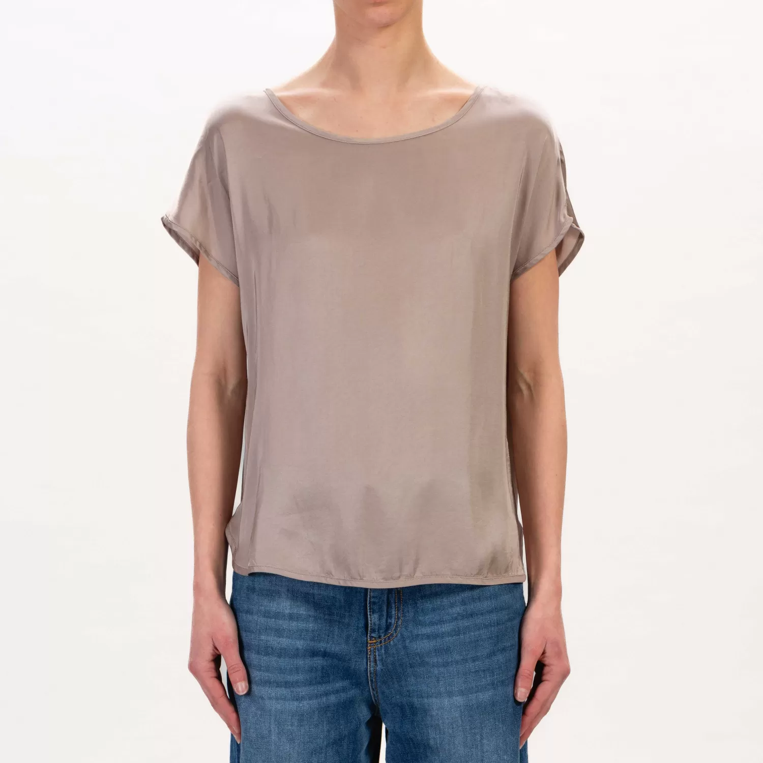 Outlet White Mood Tensione In-Blusa Satin Mezza Manica - Taupe