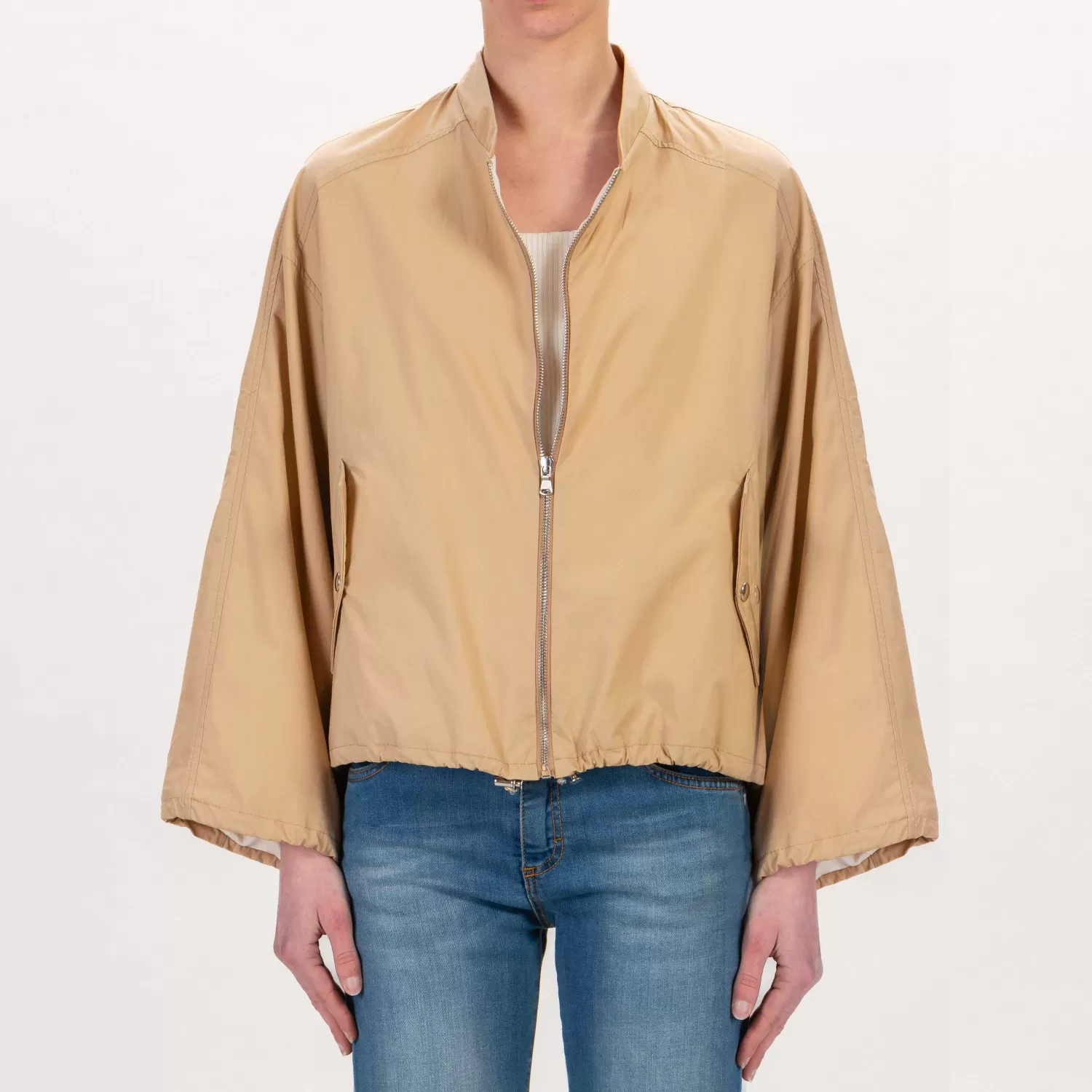 Discount White Mood Tensione In-Bomber In Cotone - Sand