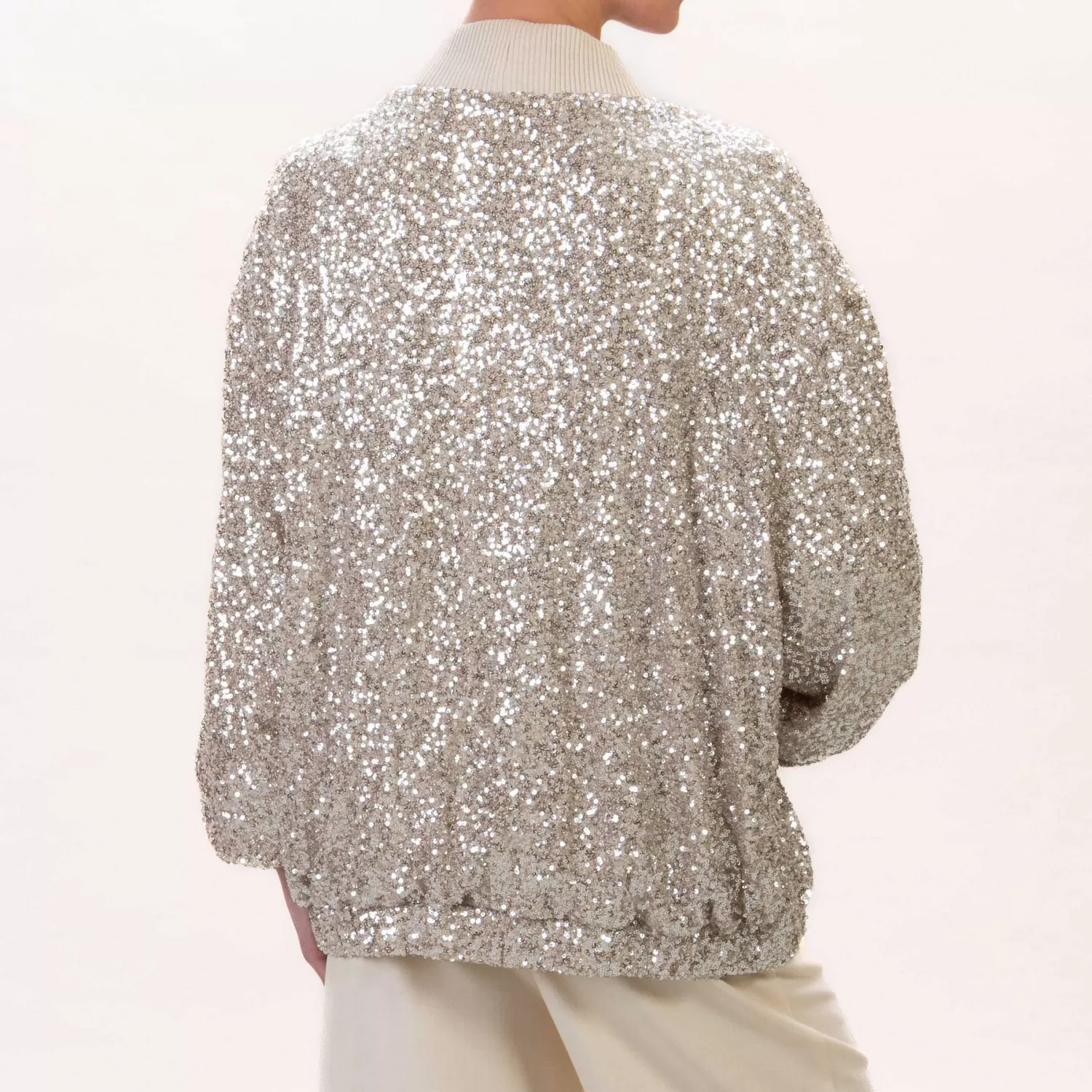 Cheap White Mood Tensione In-Bomber Paillettes - Sand/Argento