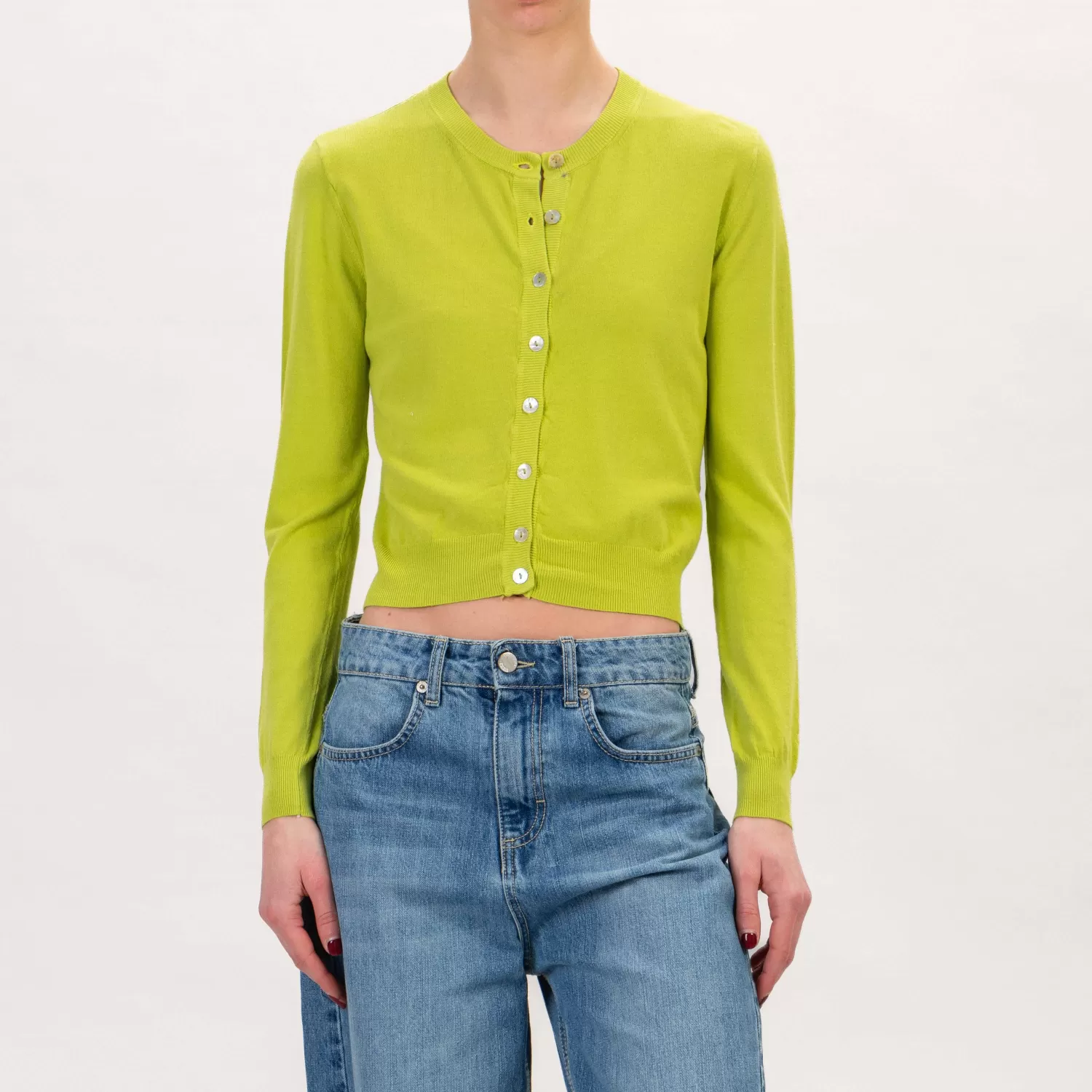 Hot White Mood Tensione In-Cardigan Crop - Pistacchio