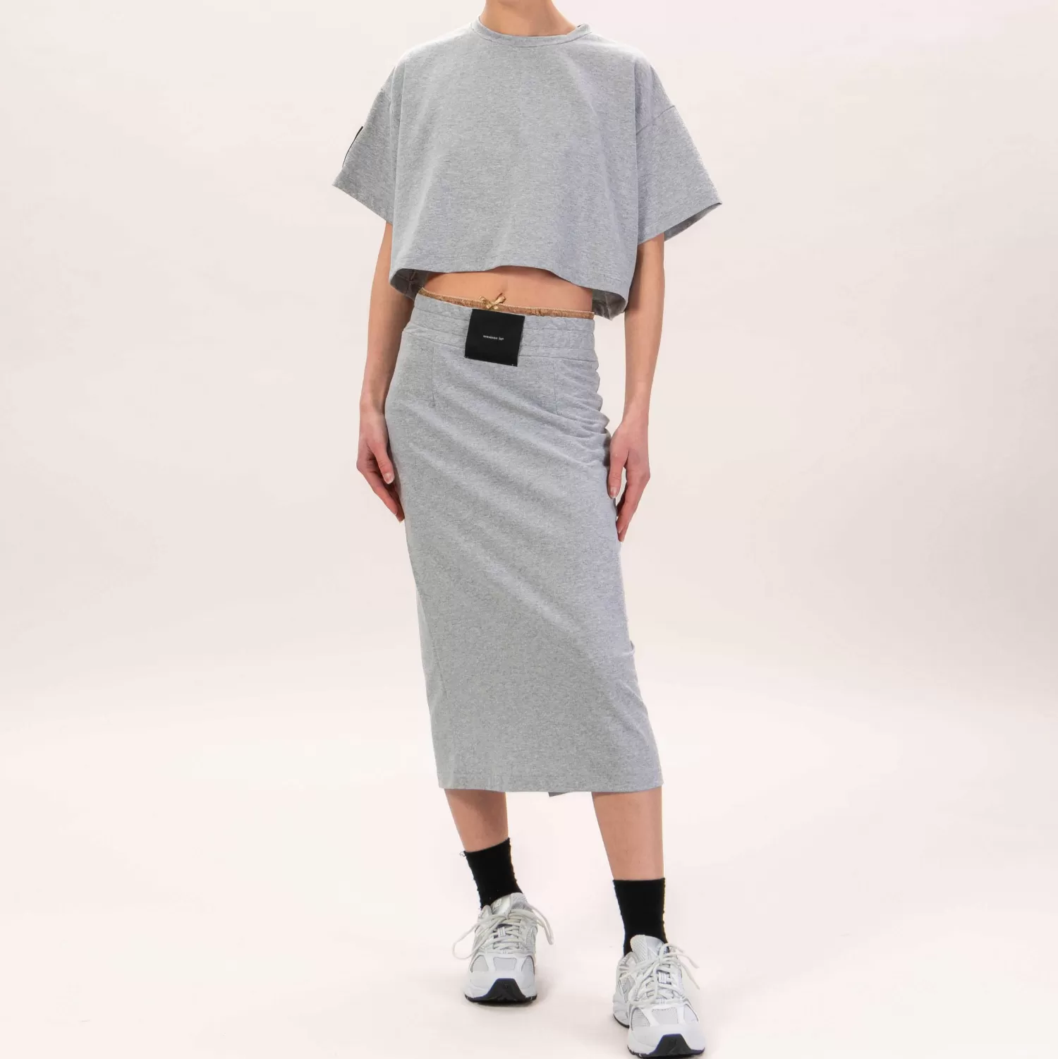 Shop White Mood Tensione In-Felpa Leggera Crop - Grigio