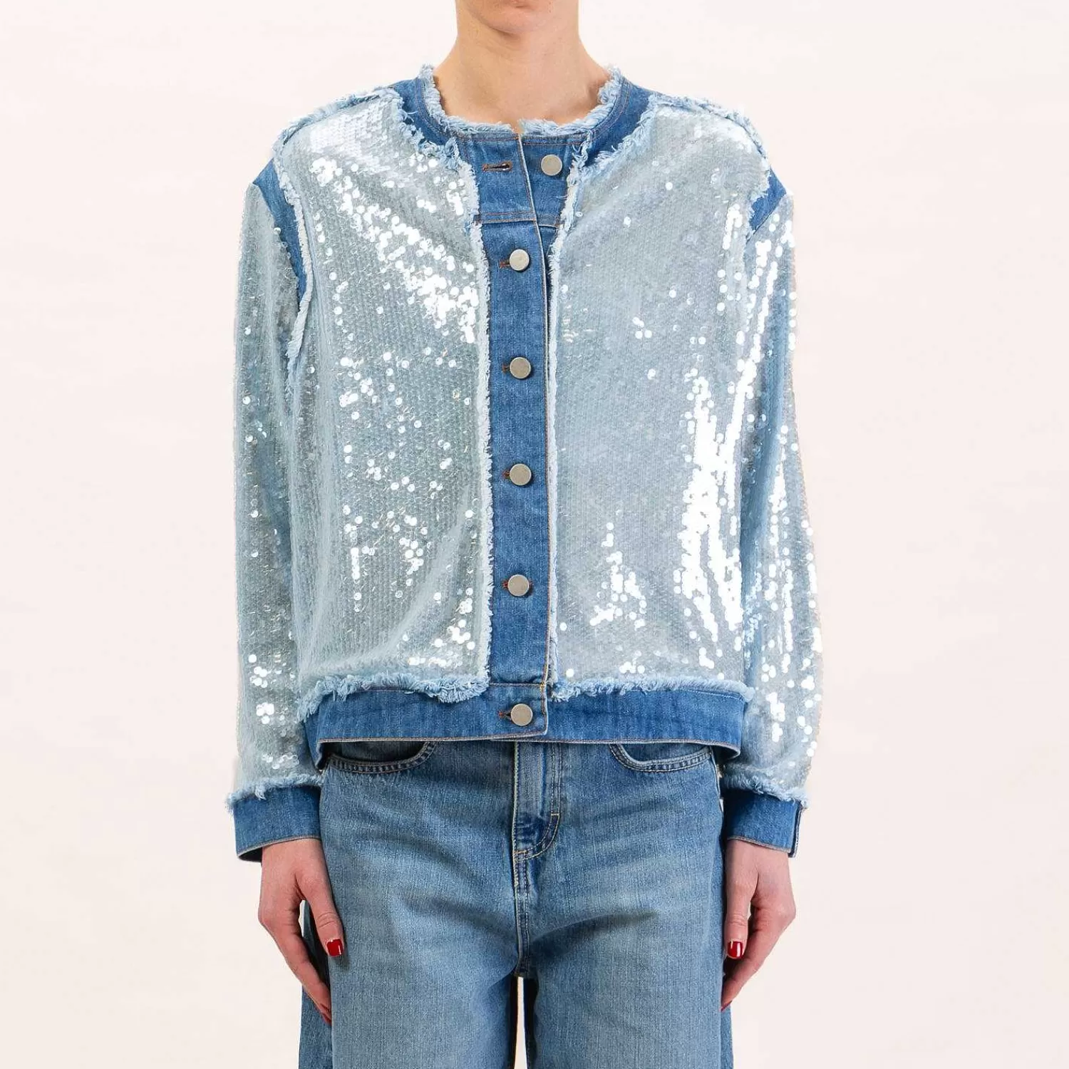 Online White Mood Tensione In-Giacca Jeans Con Paillettes - Denim