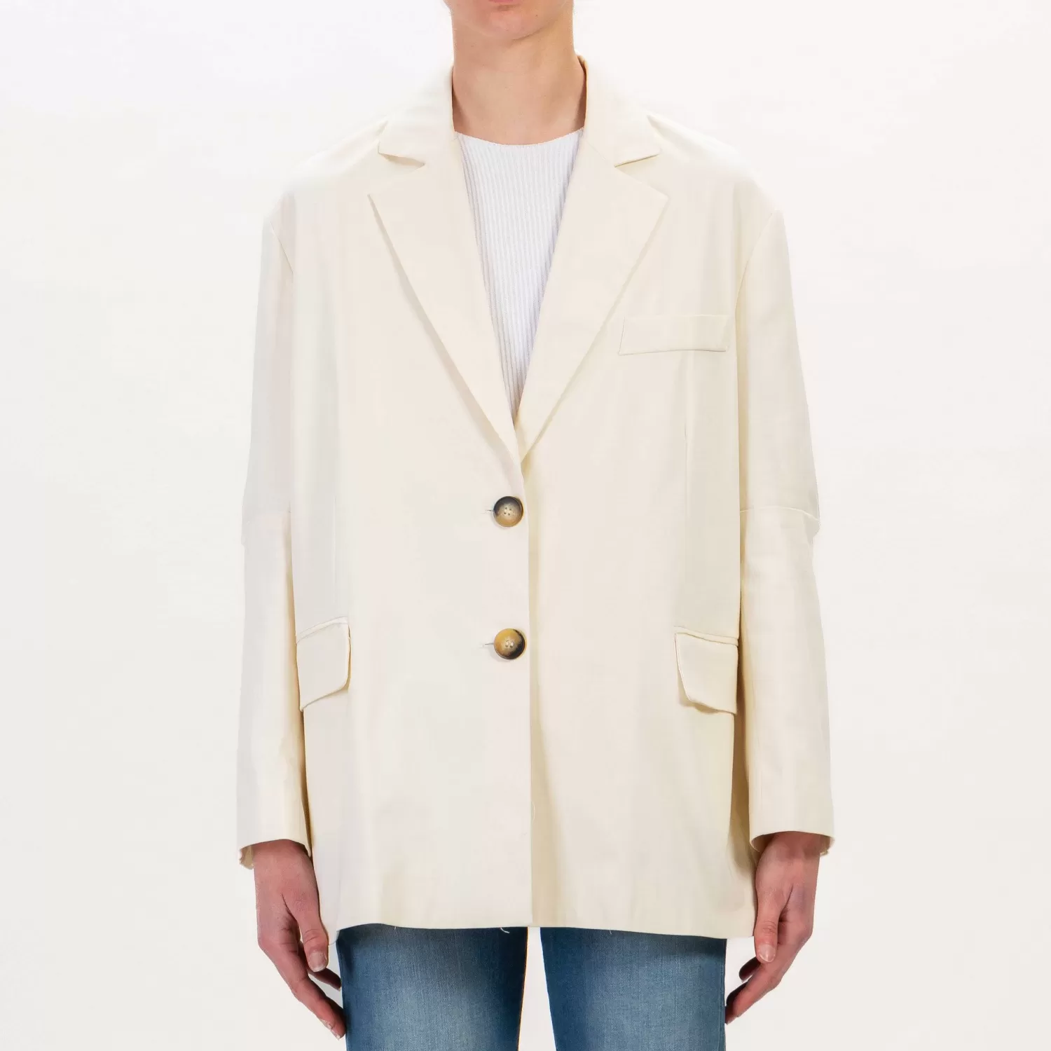 Outlet White Mood Tensione In-Giacca Oversize In Cotone - Burro