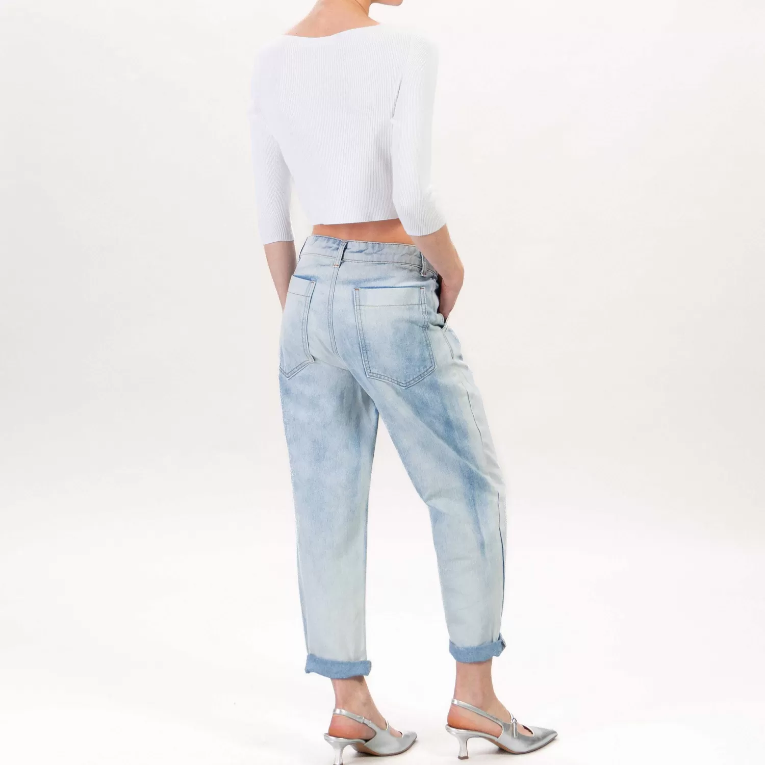 Online White Mood Tensione In-Jeans 1 Bottone Gioiello - Denim Chiaro