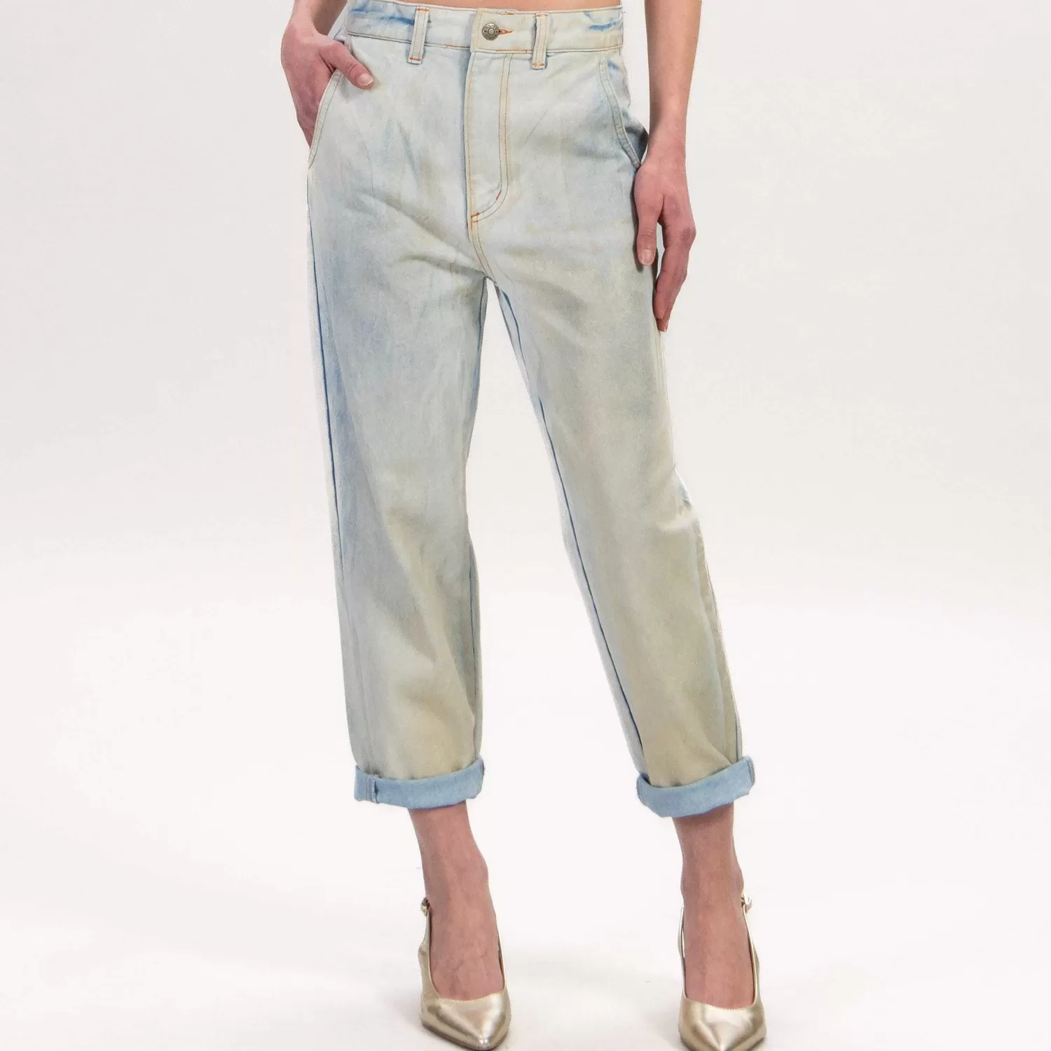 Flash Sale White Mood Tensione In-Jeans Baggy Spalmato - Denim Chiaro