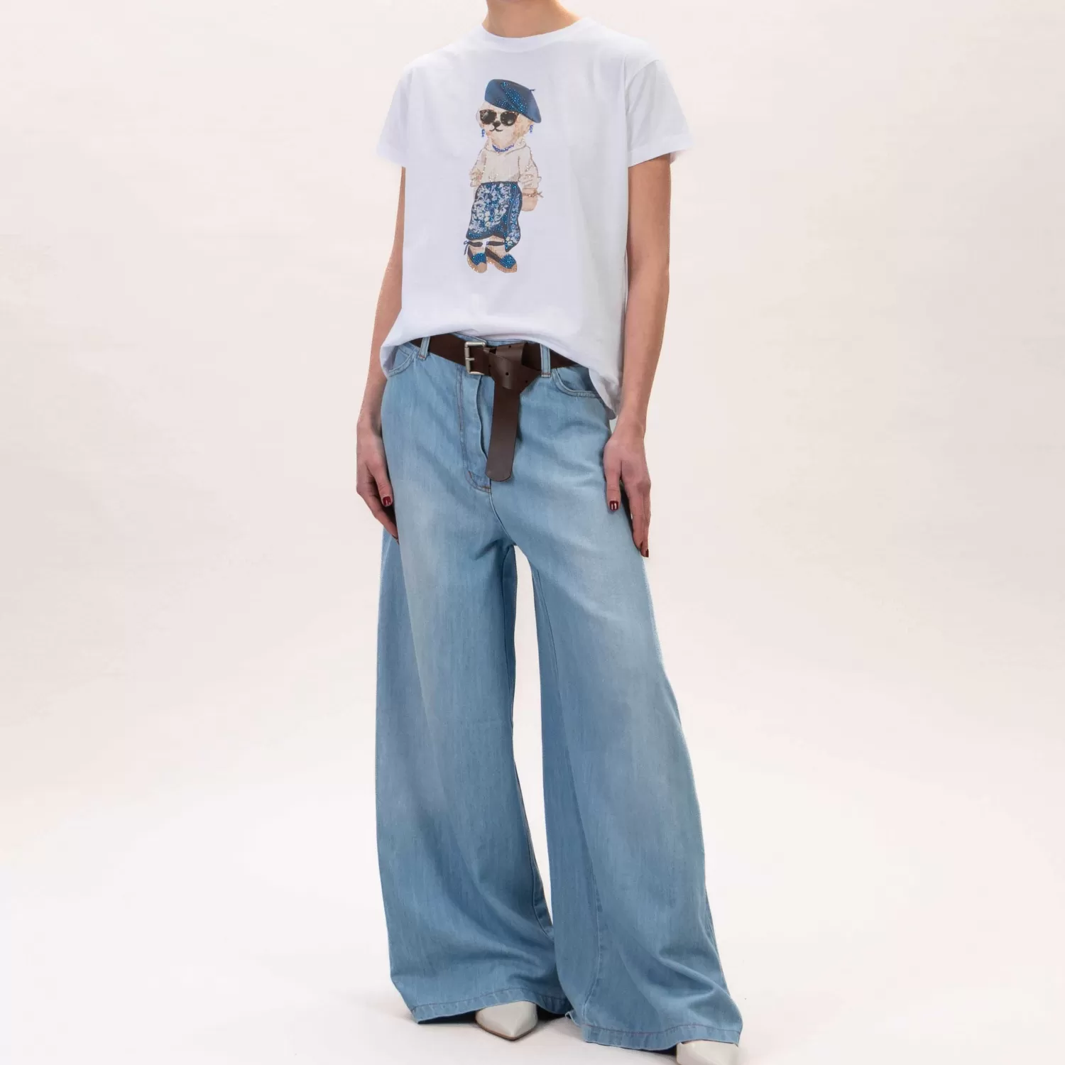 Outlet White Mood Tensione In-Jeans Extra Wide Leg Con Cintura - Denim Chiaro