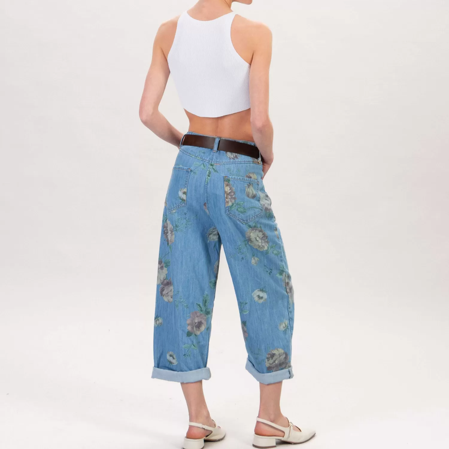 Store White Mood Tensione In-Jeans Fantasia Fiori - Denim