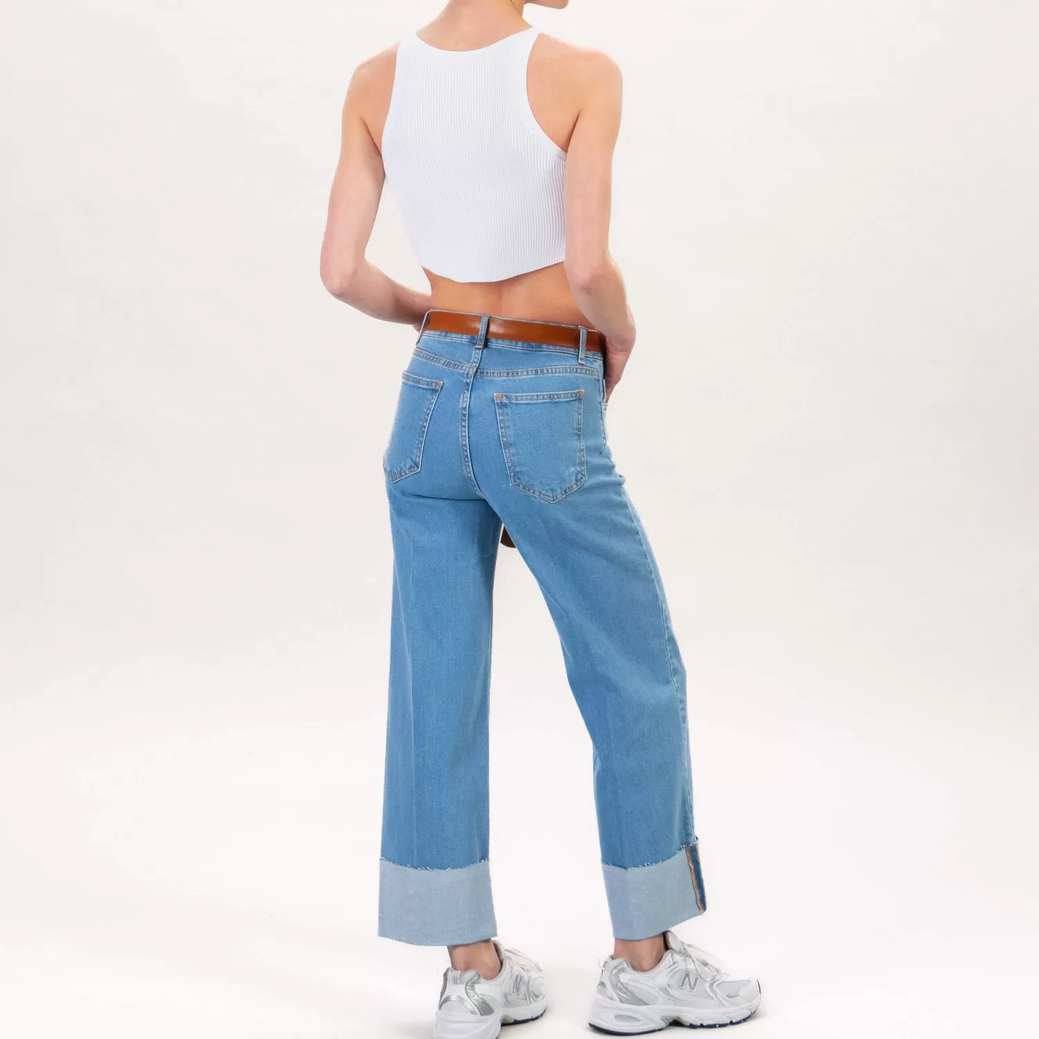 Flash Sale White Mood Tensione In-Jeans Risvolto Con Cintura - Denim