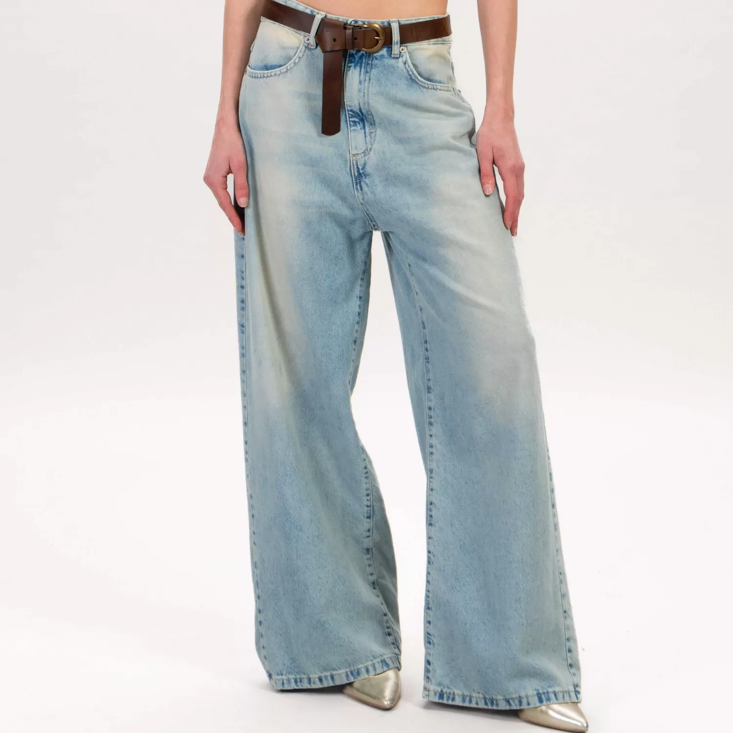 Hot White Mood Tensione In-Jeans Wide Leg Fit - Denim