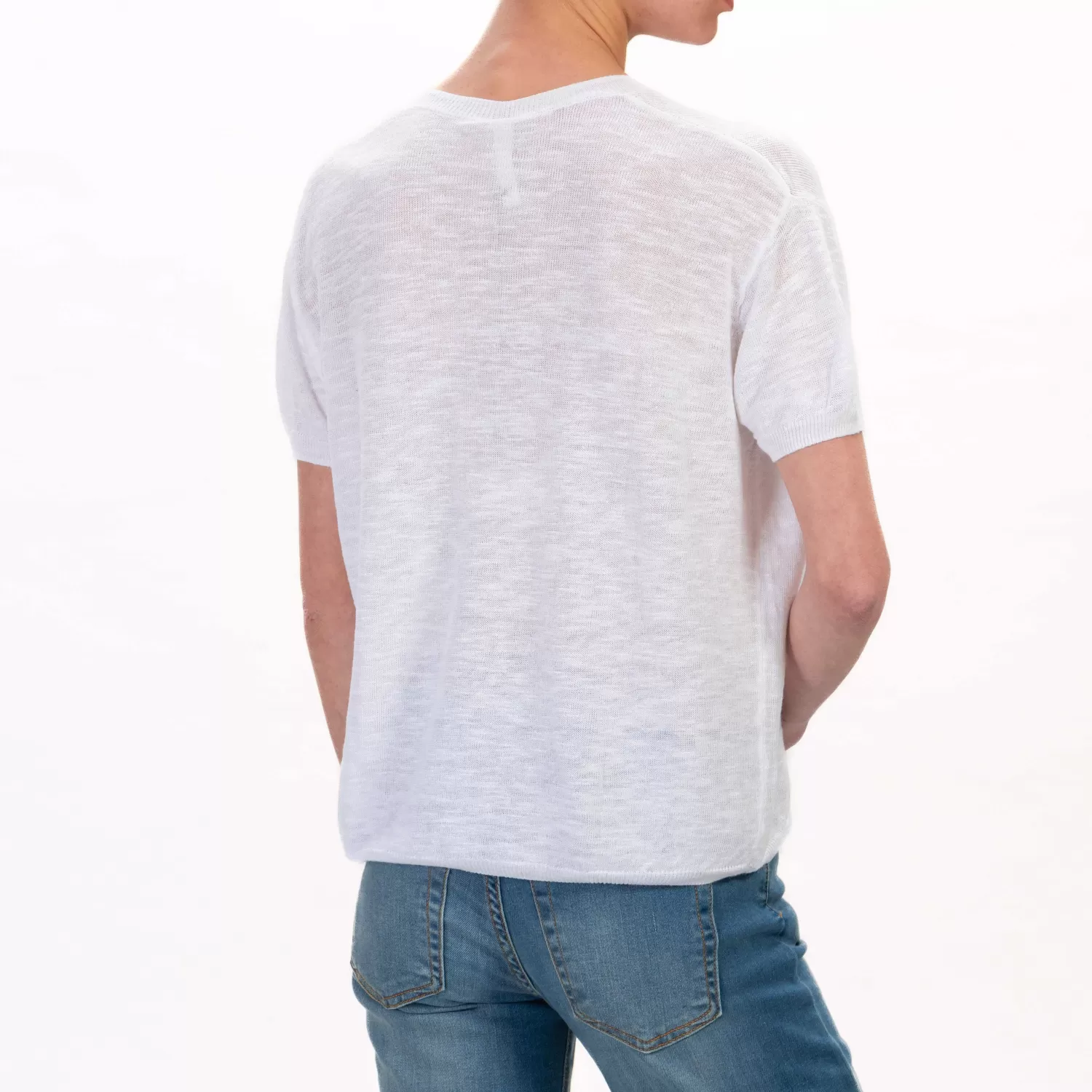 Cheap White Mood Tensione In-Maglia Misto Lino Scollo V - Latte