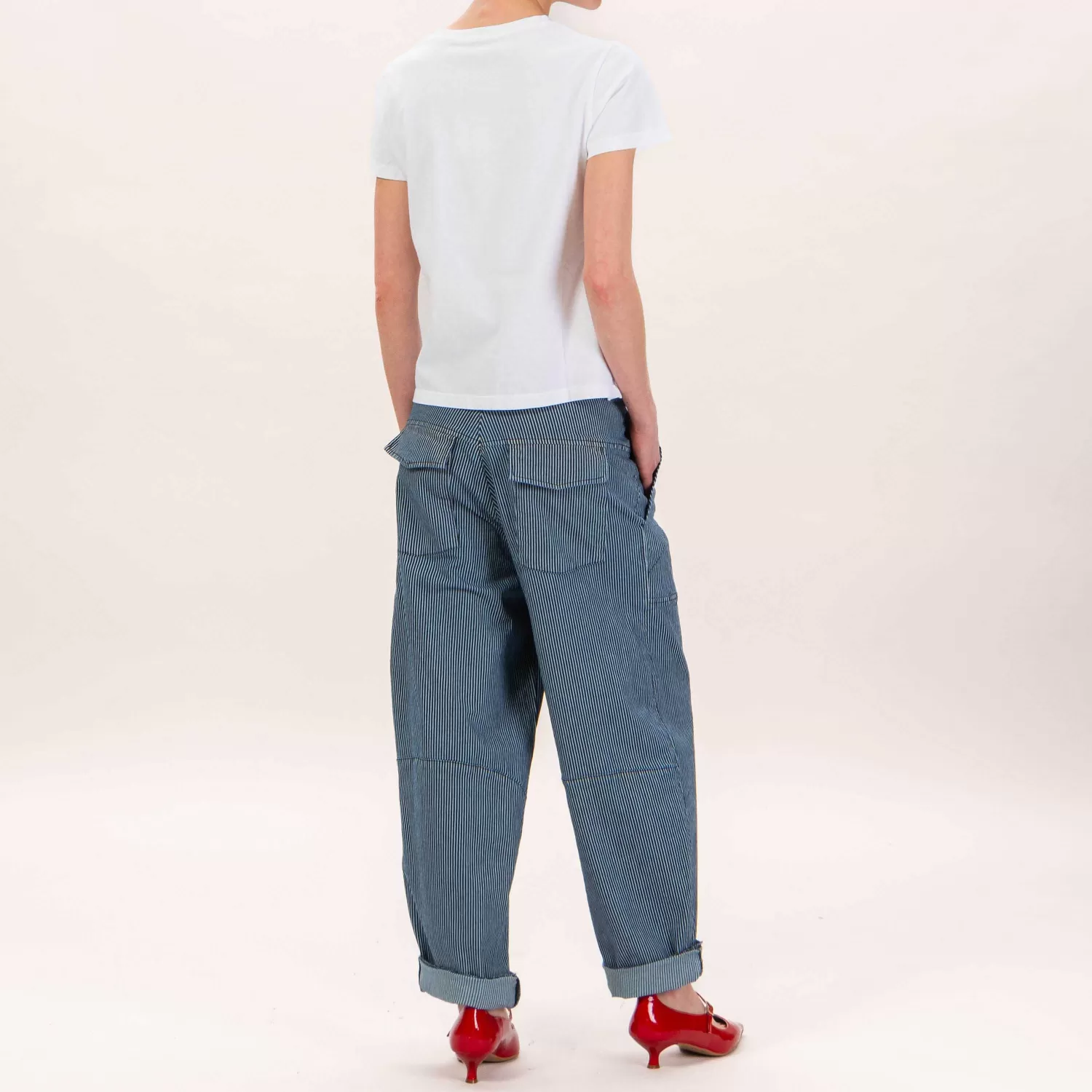 Store White Mood Tensione In-Pantalone A Righe - Latte/Blu