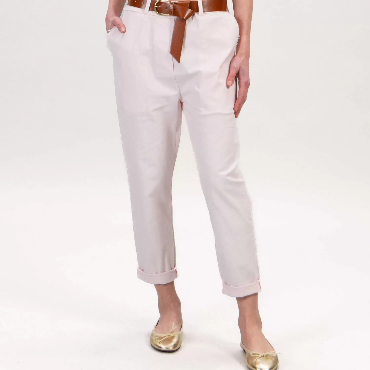 Best White Mood Tensione In-Pantalone Baggy Tasche Sfrangiata - Rosa