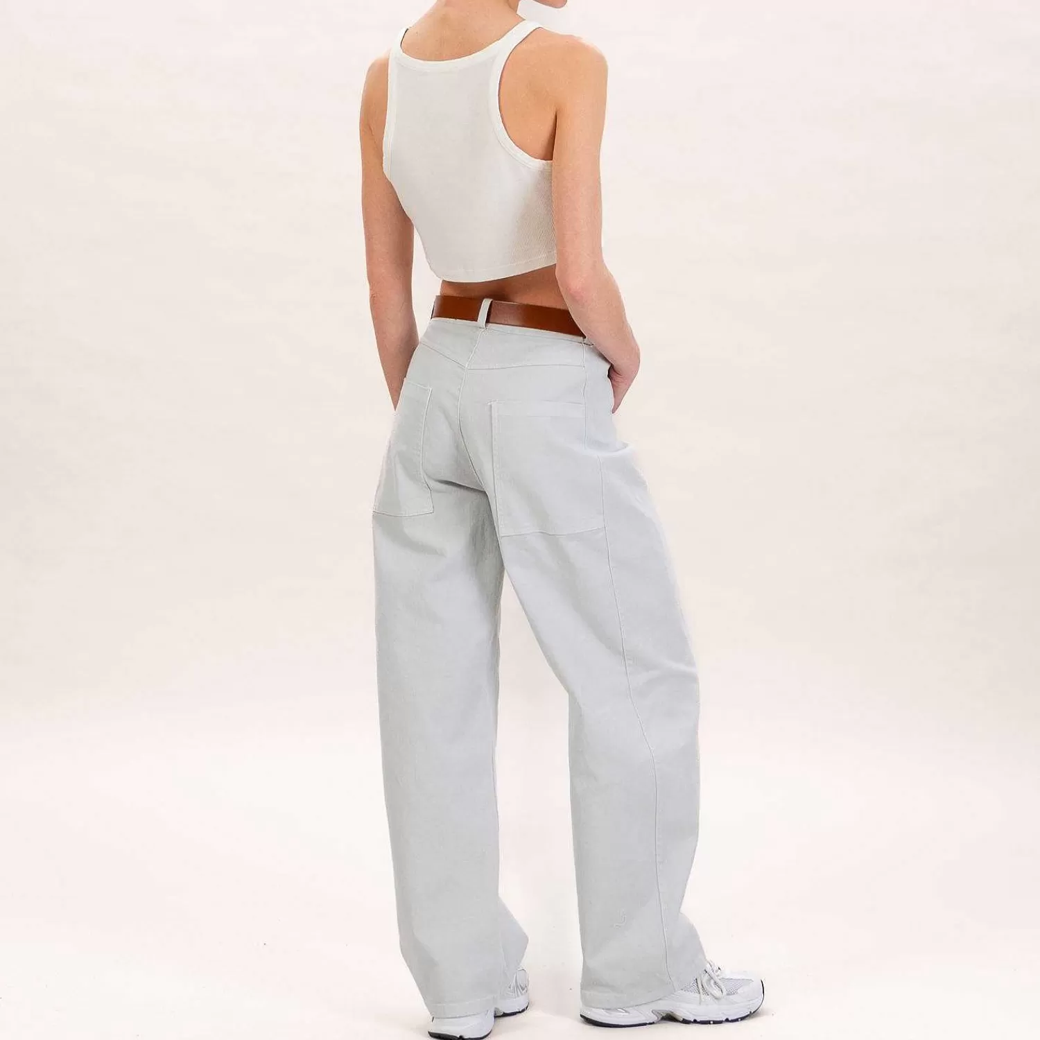 Hot White Mood Tensione In-Pantalone Balloon Con Cintura - Grey