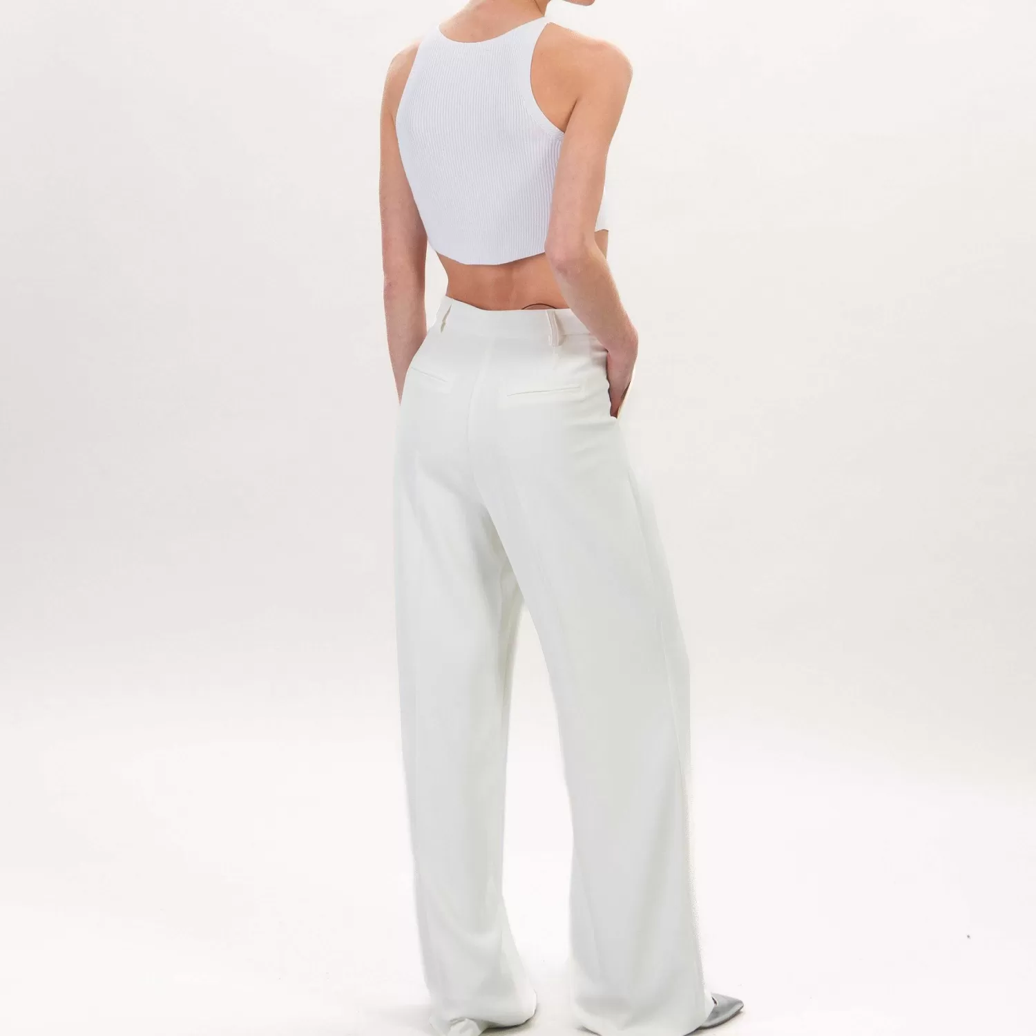 Flash Sale White Mood Tensione In-Pantalone Crepe Tessuto Fluido - Latte