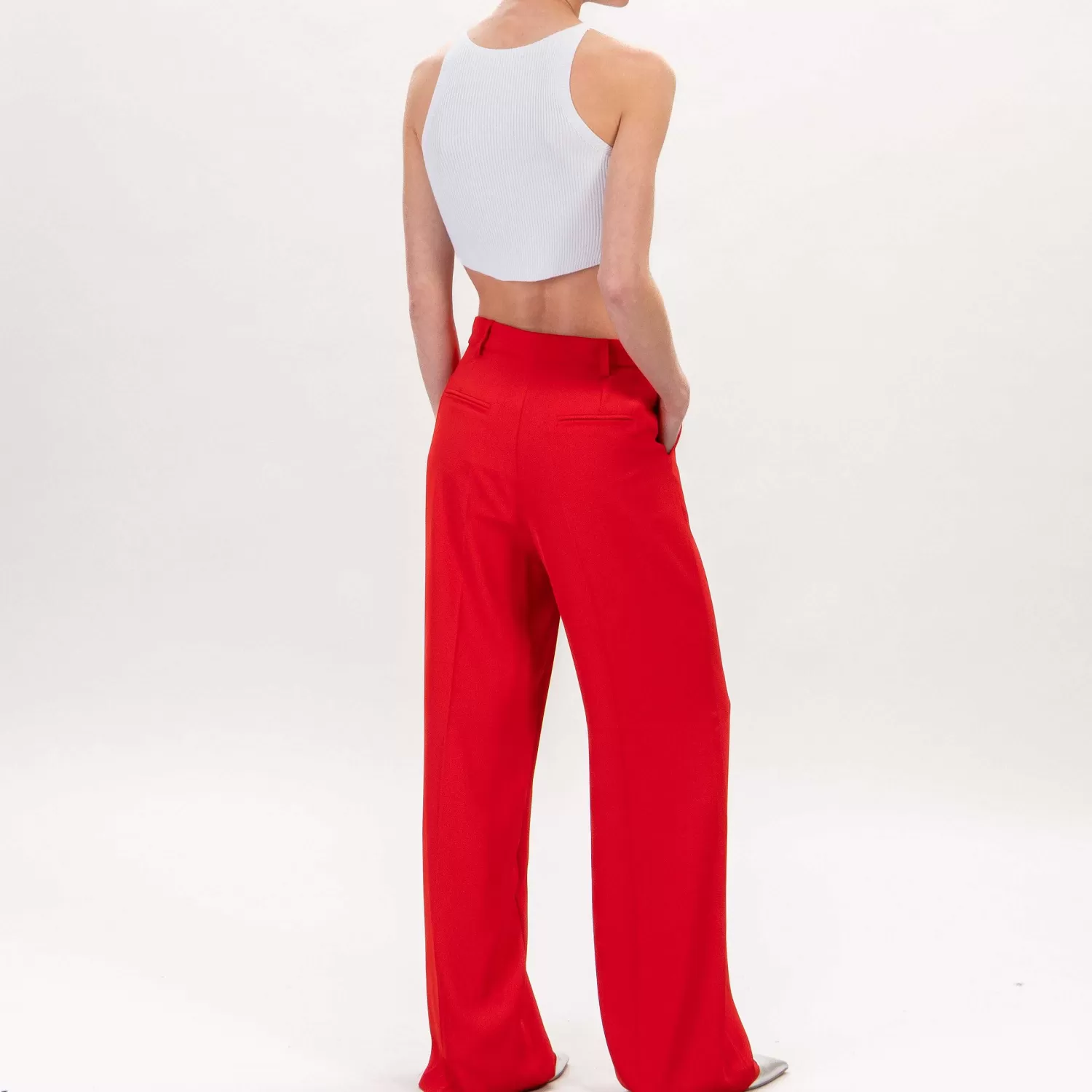 Store White Mood Tensione In-Pantalone Crepe Tessuto Fluido - Rosso