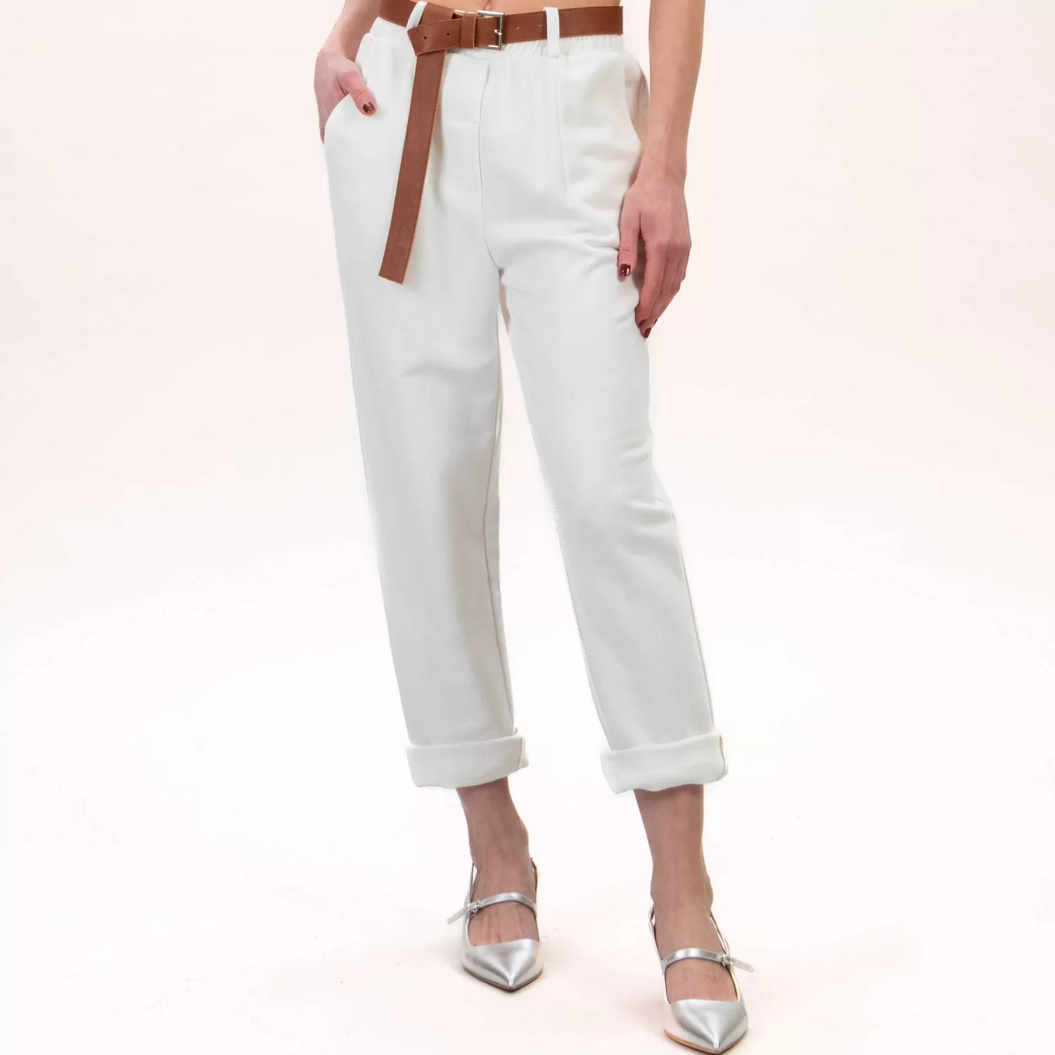 Cheap White Mood Tensione In-Pantalone Felpa Con Cintura - Latte