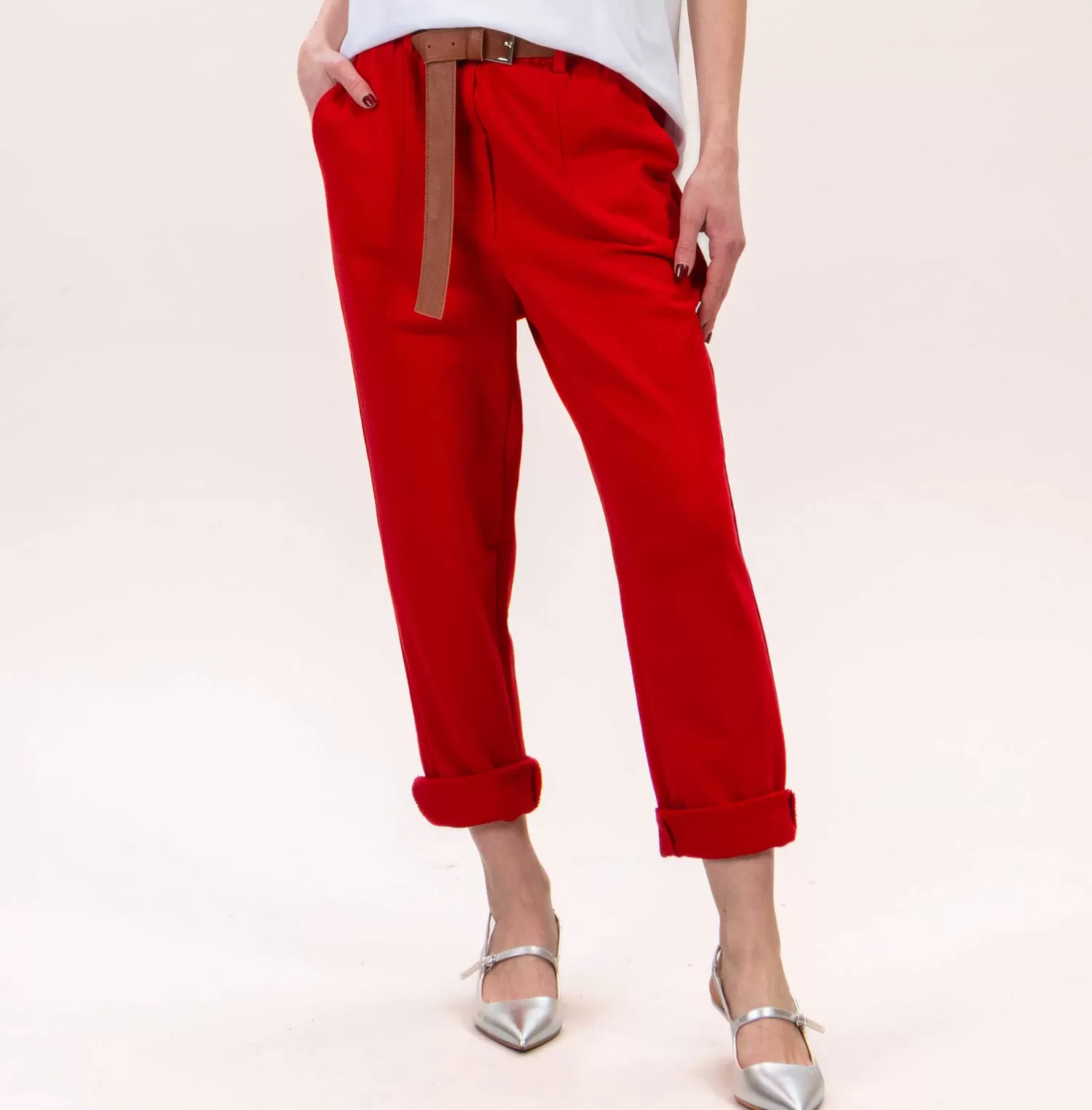 Store White Mood Tensione In-Pantalone Felpa Con Cintura - Rosso