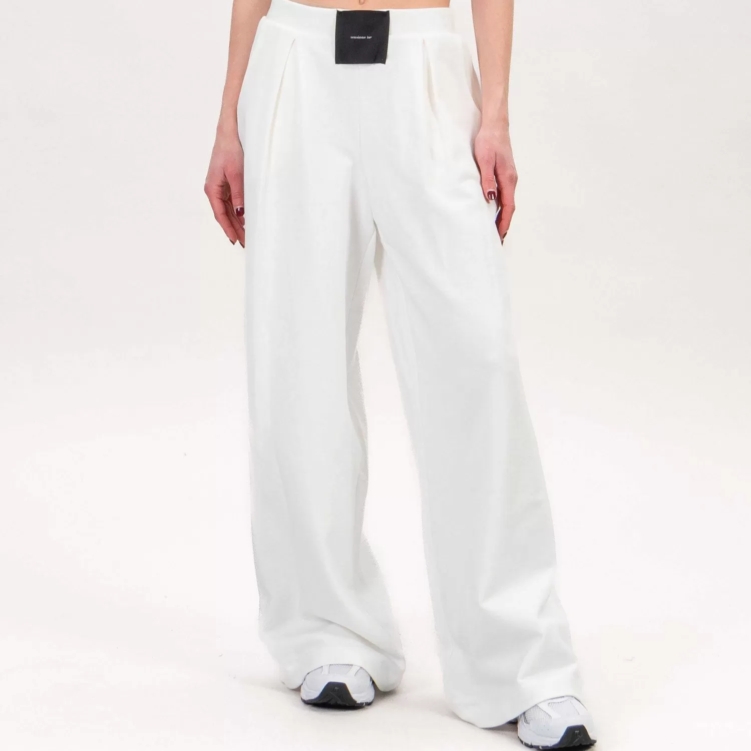 New White Mood Tensione In-Pantalone Felpa Con Pinces - Latte