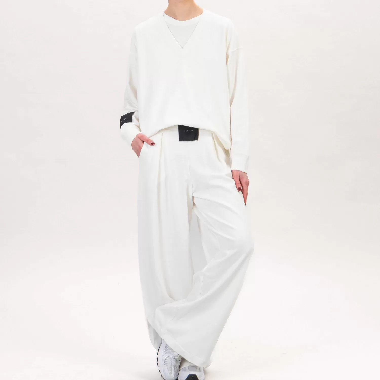 New White Mood Tensione In-Pantalone Felpa Con Pinces - Latte