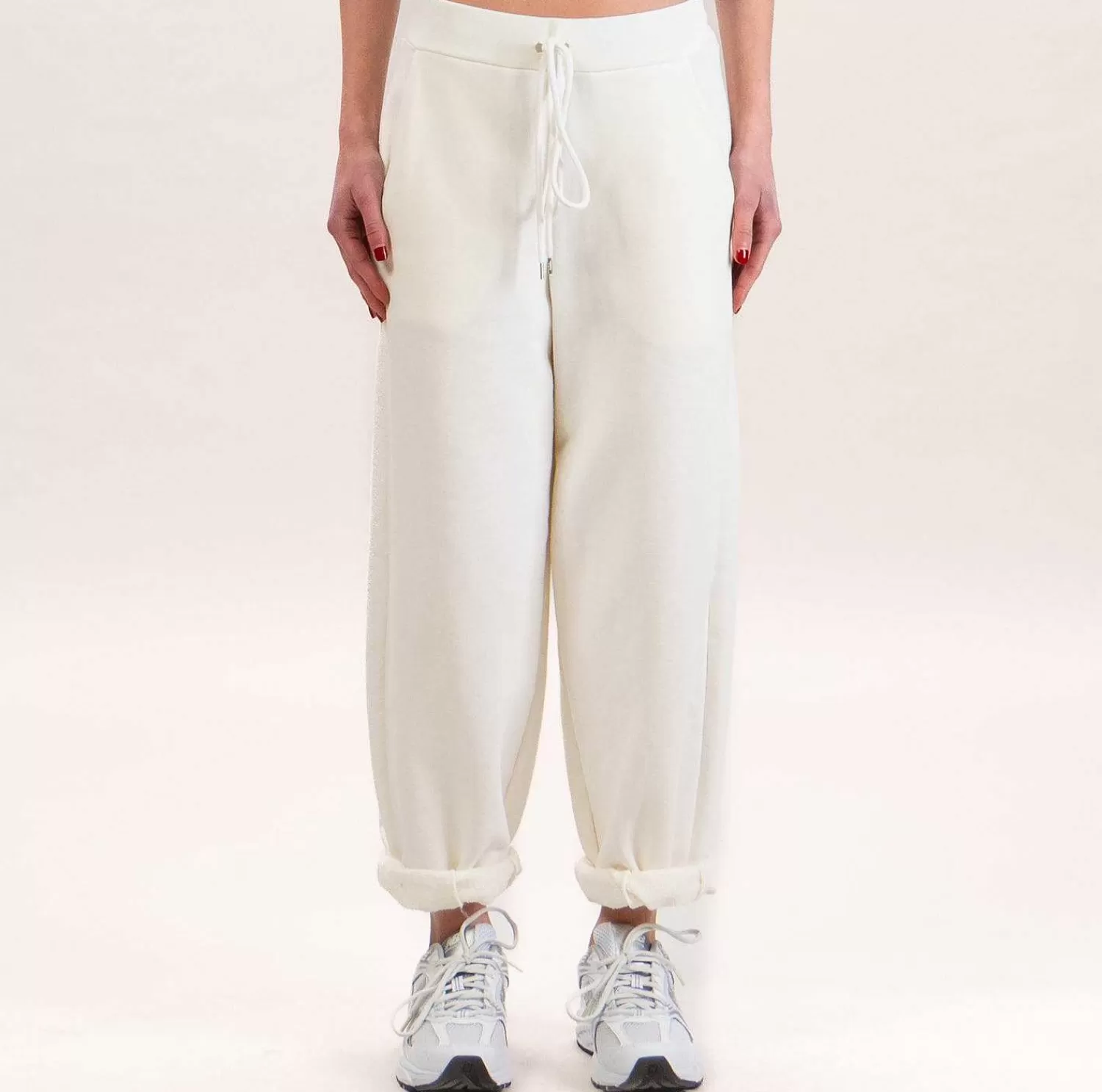 New White Mood Tensione In-Pantalone Felpa Elastico Dietro - Latte