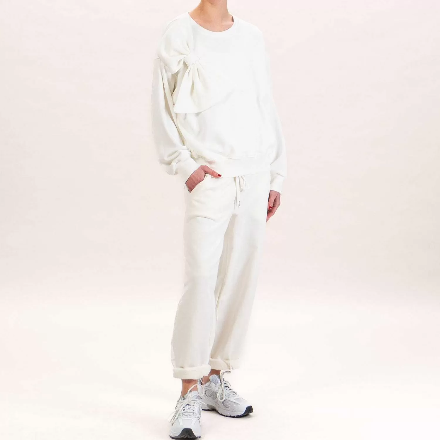 Flash Sale White Mood Tensione In-Pantalone Felpa Elastico Dietro - Latte