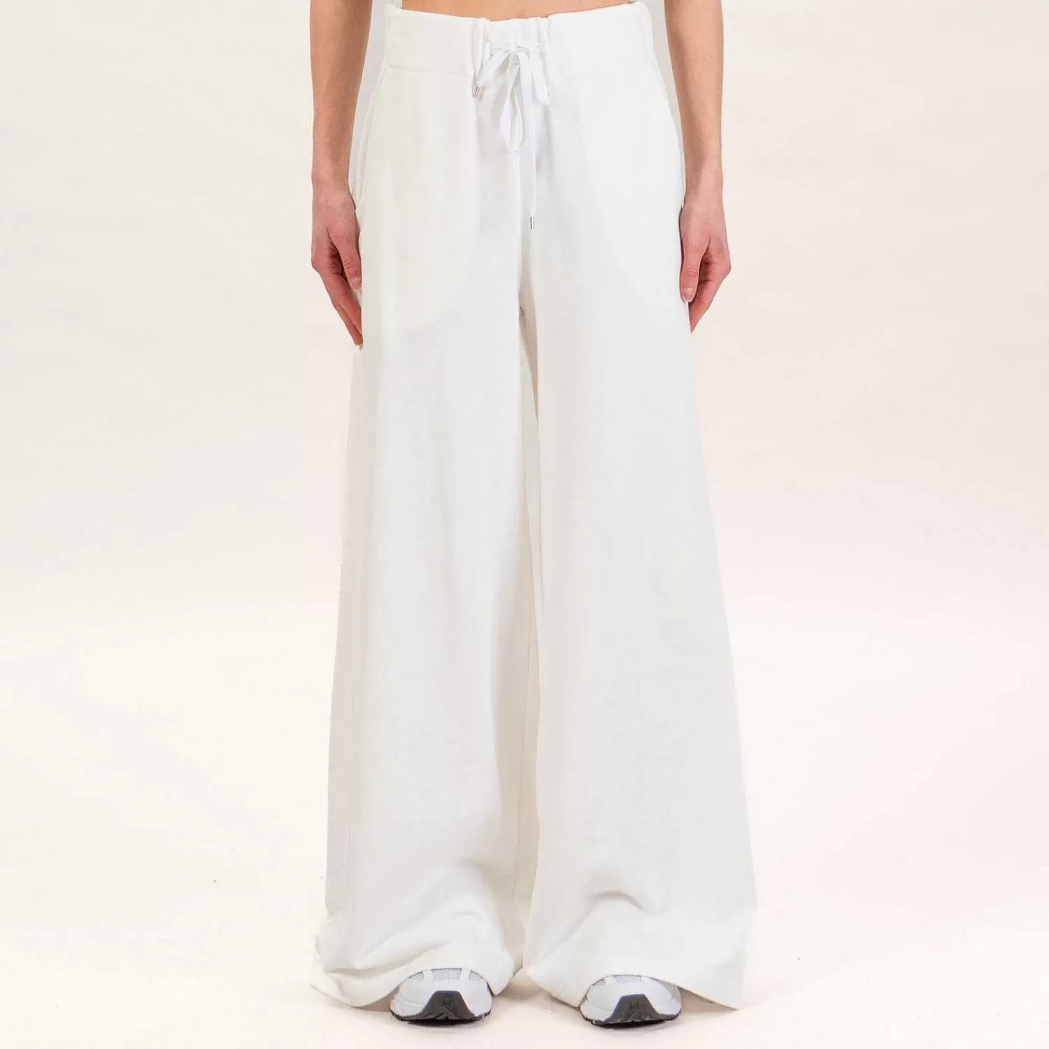 Shop White Mood Tensione In-Pantalone Felpa Palazzo Con Coulisse - Latte