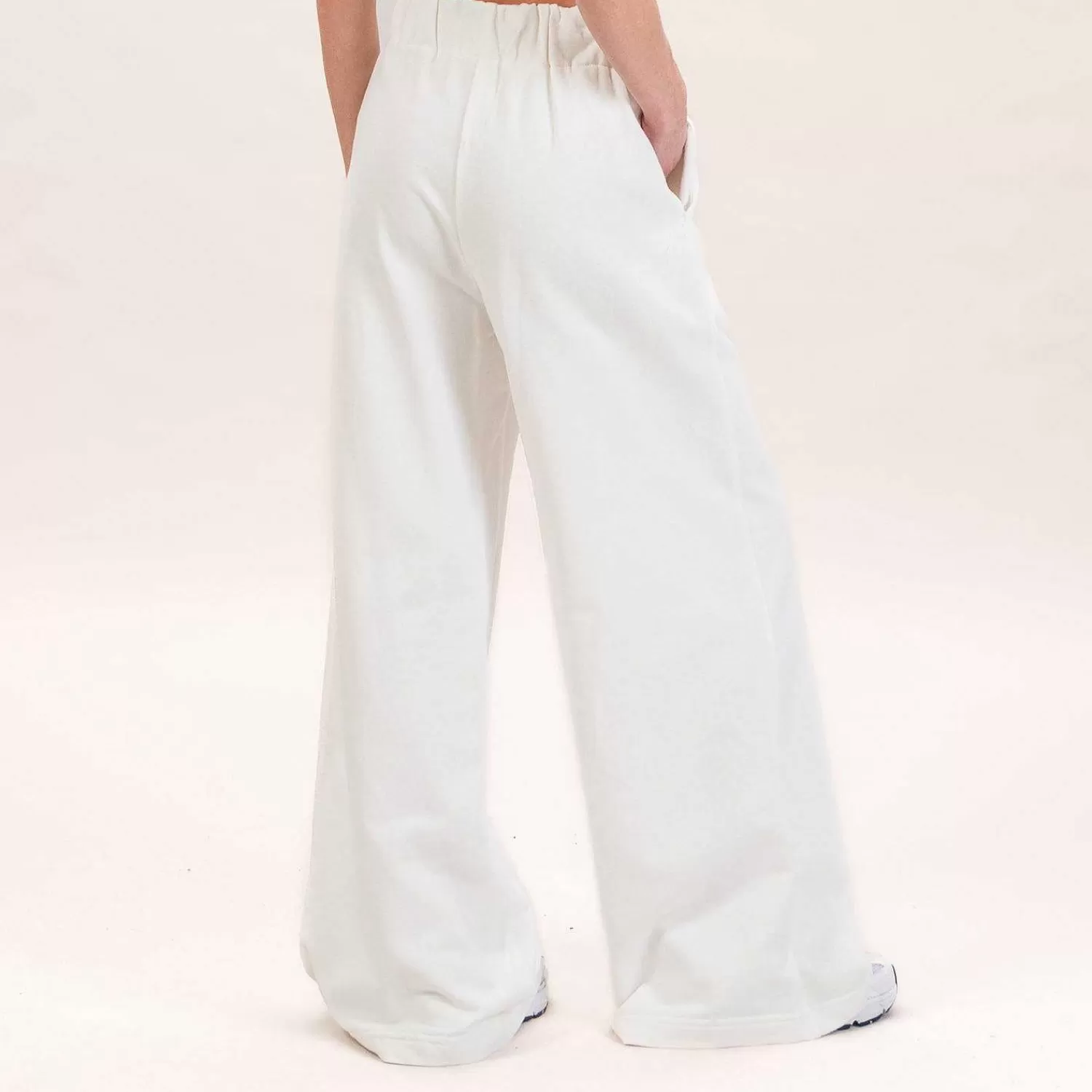 Hot White Mood Tensione In-Pantalone Felpa Palazzo Con Coulisse - Latte