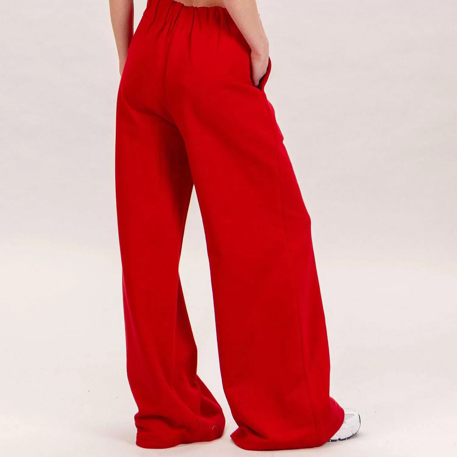 Hot White Mood Tensione In-Pantalone Felpa Palazzo Con Coulisse - Rosso