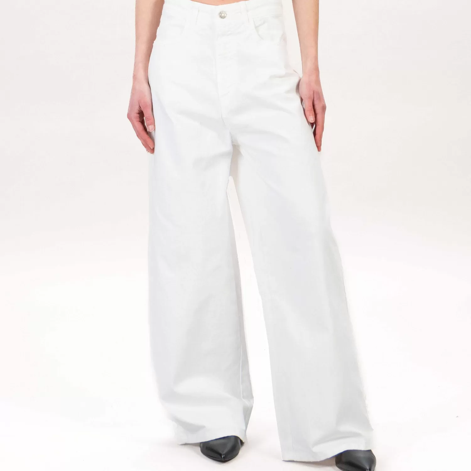 Outlet White Mood Tensione In-Pantalone Palazzo Cotone Elasticizzato - Latte